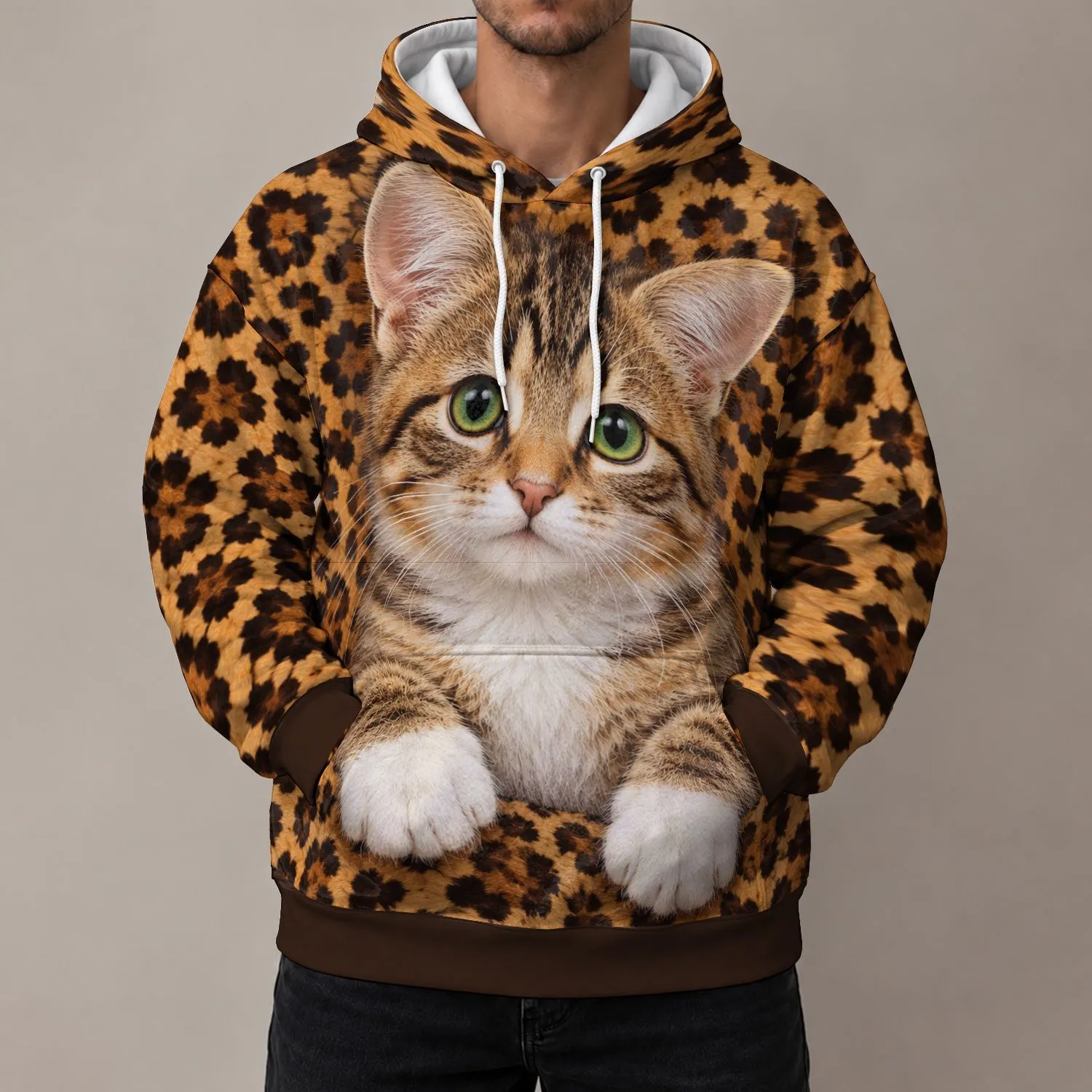 Leopard Cat Companion Cozy Weekend Style for Women and Feline Lovers Everyday All-over Print Hoodie (Lightweight) - 1
