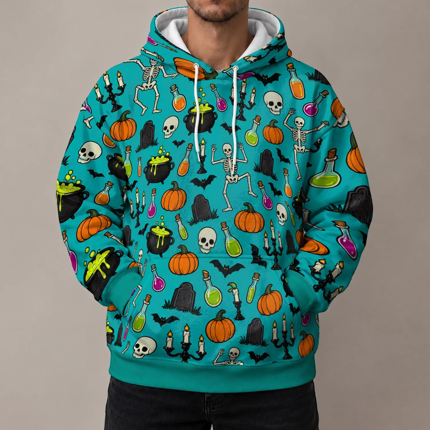 Halloween Potion Cauldrons And Pumpkins For Spooky Autumn Celebrations All-over Print Hoodie (Lightweight) - 1