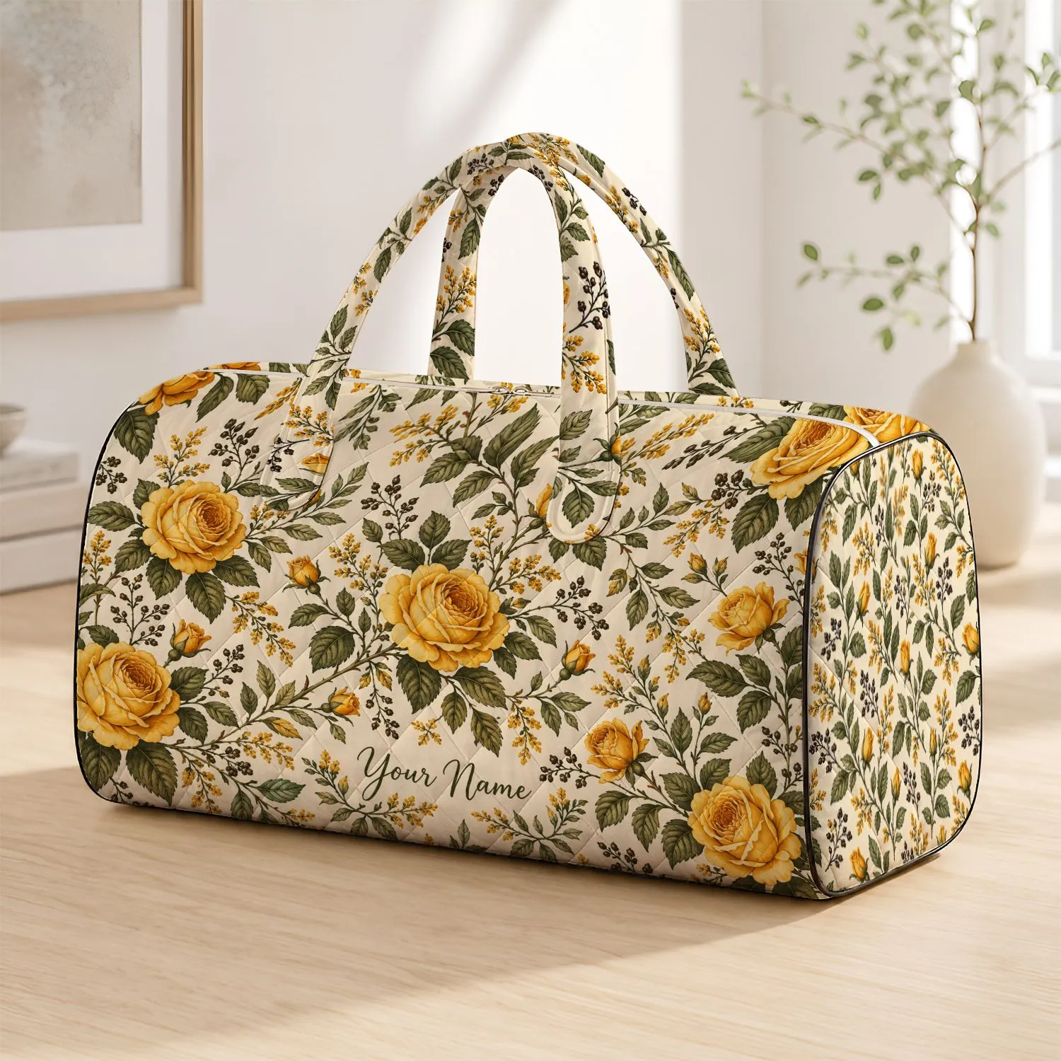 Golden Rose Botanicals for Romantic Coastal Escapes and Relaxed Resort Weekends Away Quilted Weekend Bag - 1