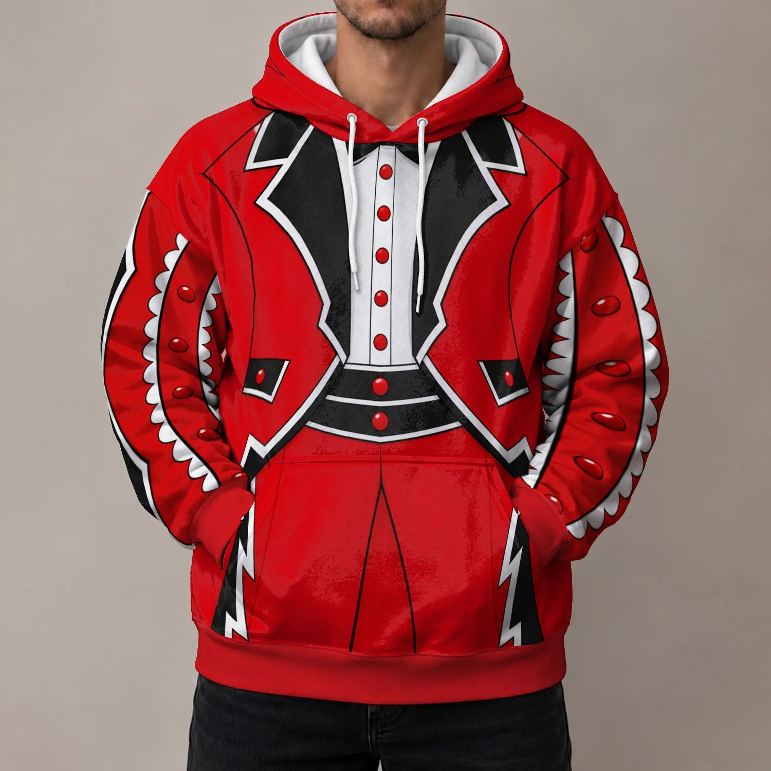 Red Ringmaster Tuxedo Costume for Halloween Parties and Circus-Themed Celebrations All-over Print Hoodie (Lightweight) - 1