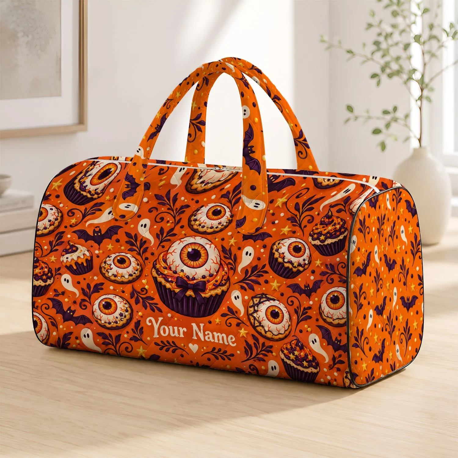 Halloween Eyeball And Bat Motifs For Spooky Autumn Getaways And Fall Travel Gifts Quilted Weekend Bag - 1