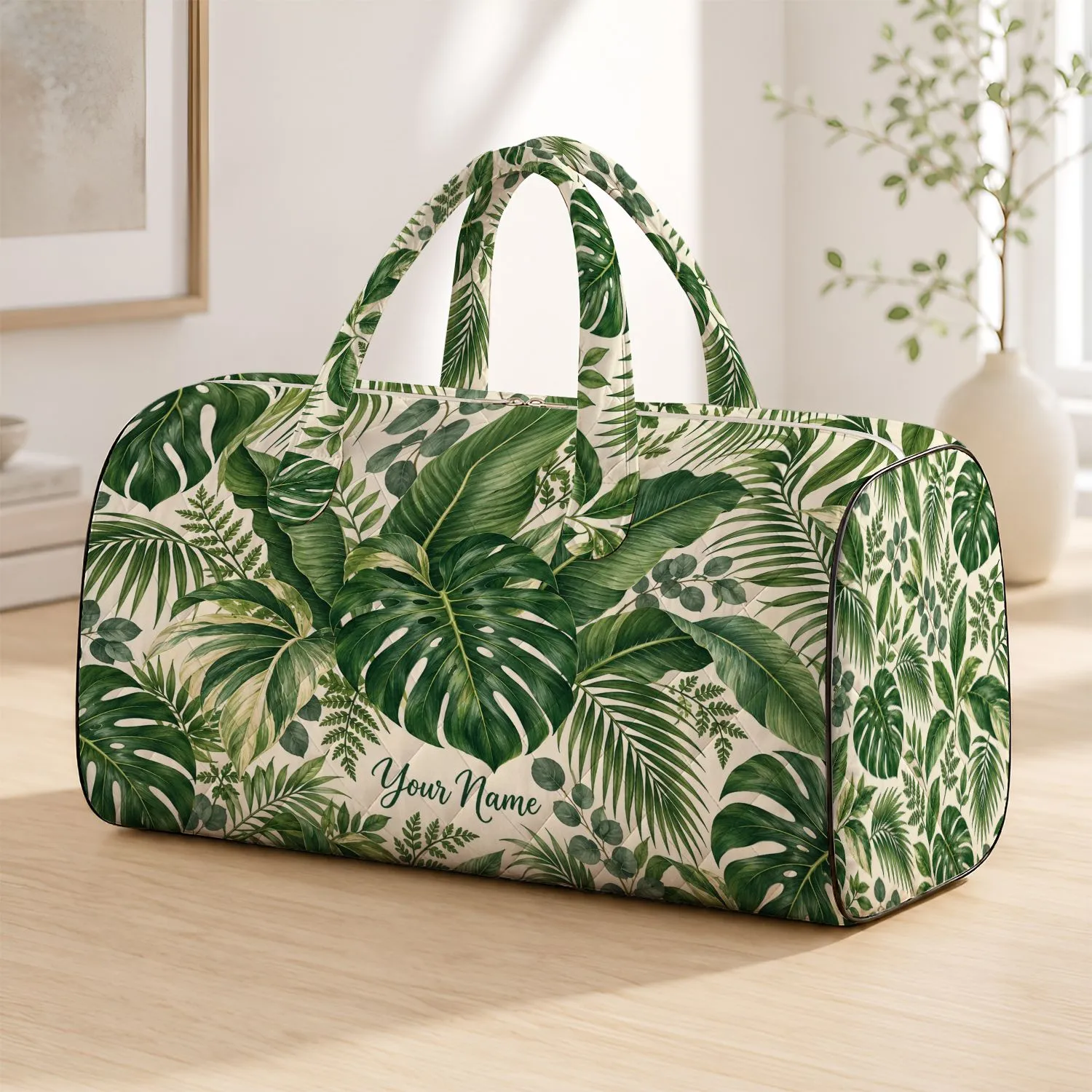 Tropical Green Monstera Leaves for Relaxed Summer Getaways and Weekend Island Escapes Quilted Weekend Bag - 1
