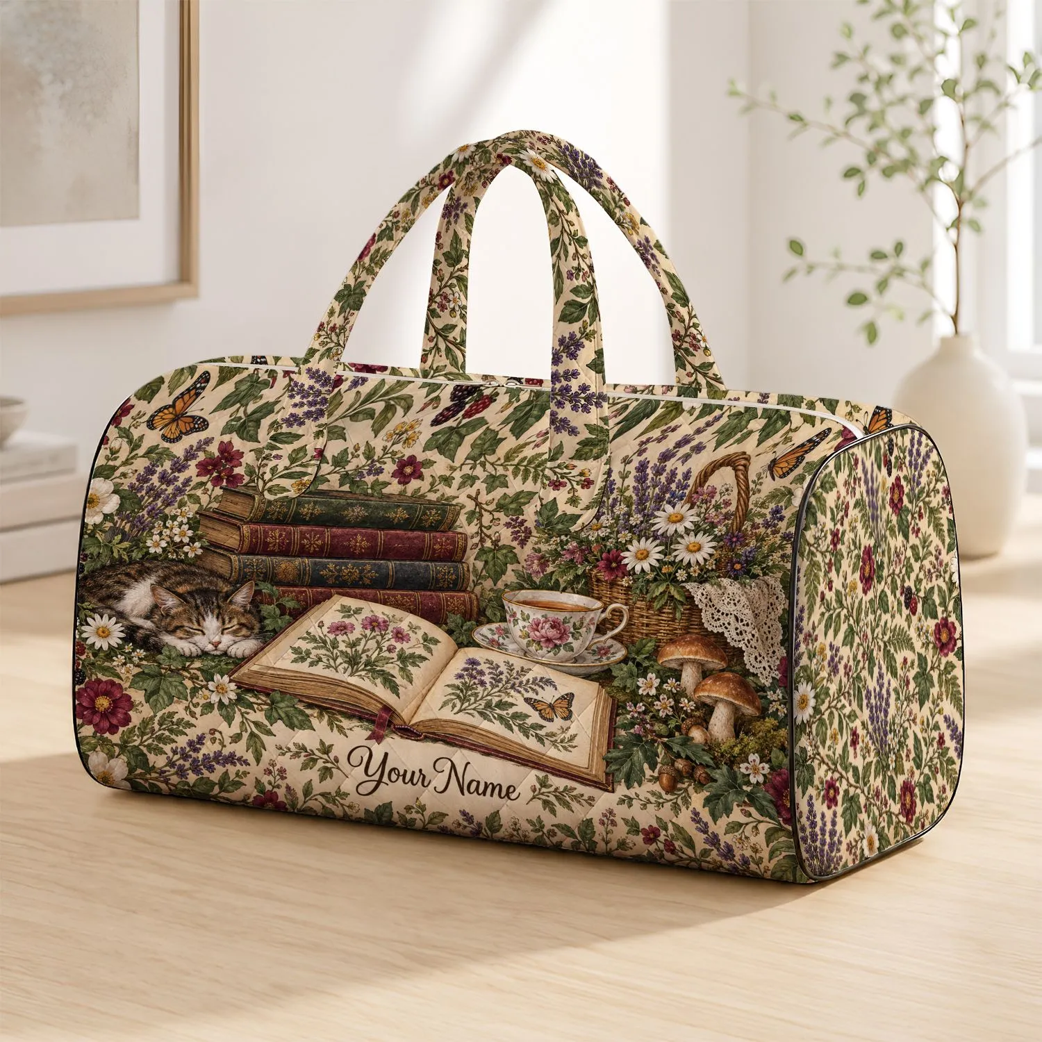 Vintage Floral Book Lover Keepsake for Cozy Reading Getaways and Thoughtful Gifts Quilted Weekend Bag - 1