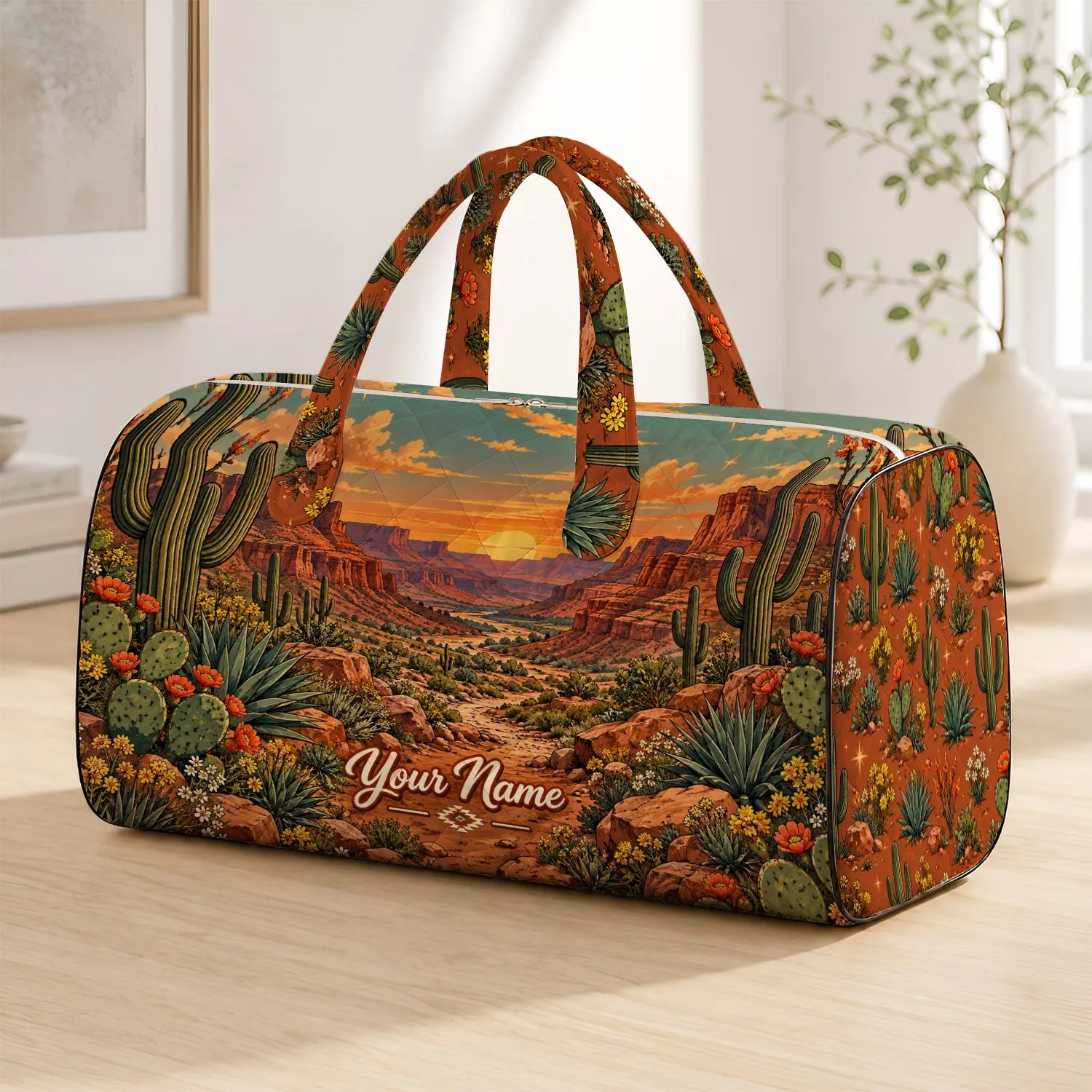 Desert Canyon Sunset Hiking Scenery for Outdoor Adventure and Weekend Getaways Travel Quilted Weekend Bag - 1
