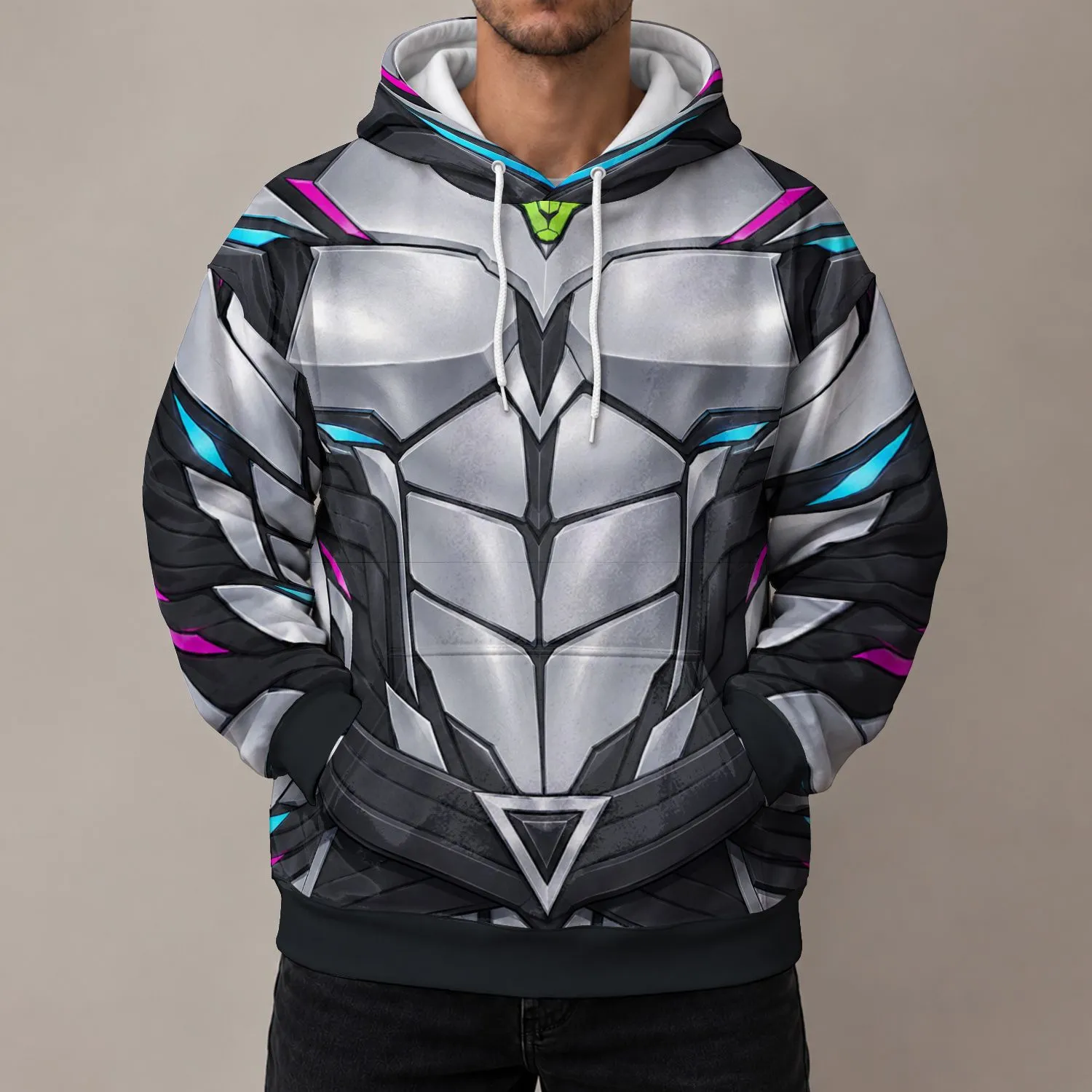 Silver Feline Armor Costume for Comic Con Cosplay and Halloween Events All-over Print Hoodie (Lightweight) - 1