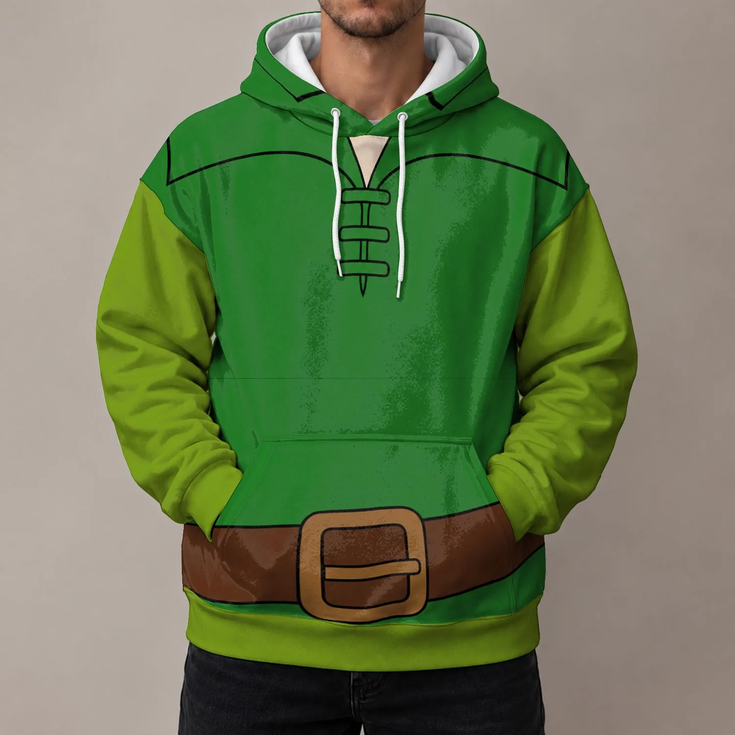 Green Medieval Archer Tunic Costume for Themed Runs, Renaissance Events and Parties All-over Print Hoodie (Lightweight) - 1