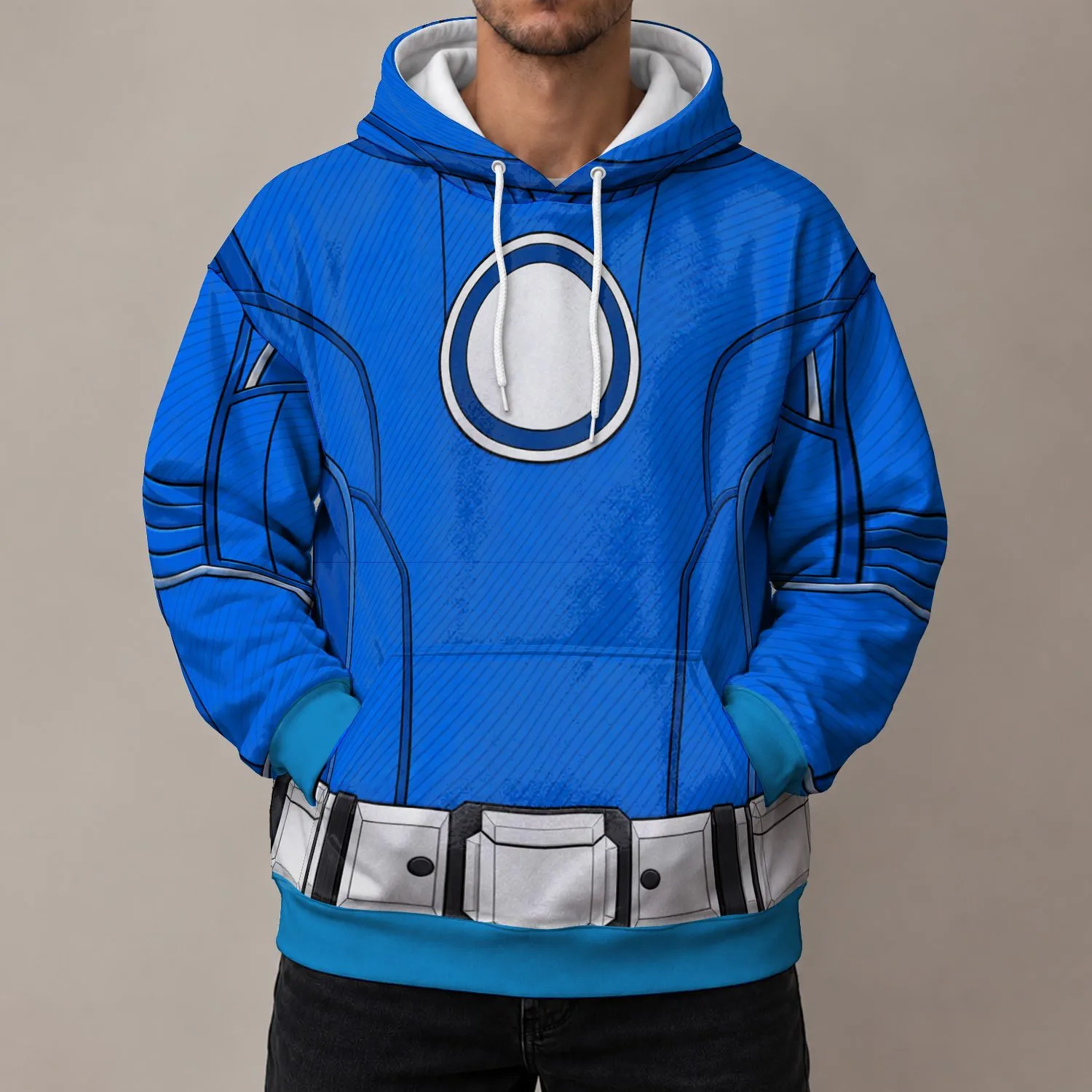 Blue Superhero Utility Suit Style for Comic Con Cosplay and Fan Events All-over Print Hoodie (Lightweight) - 1