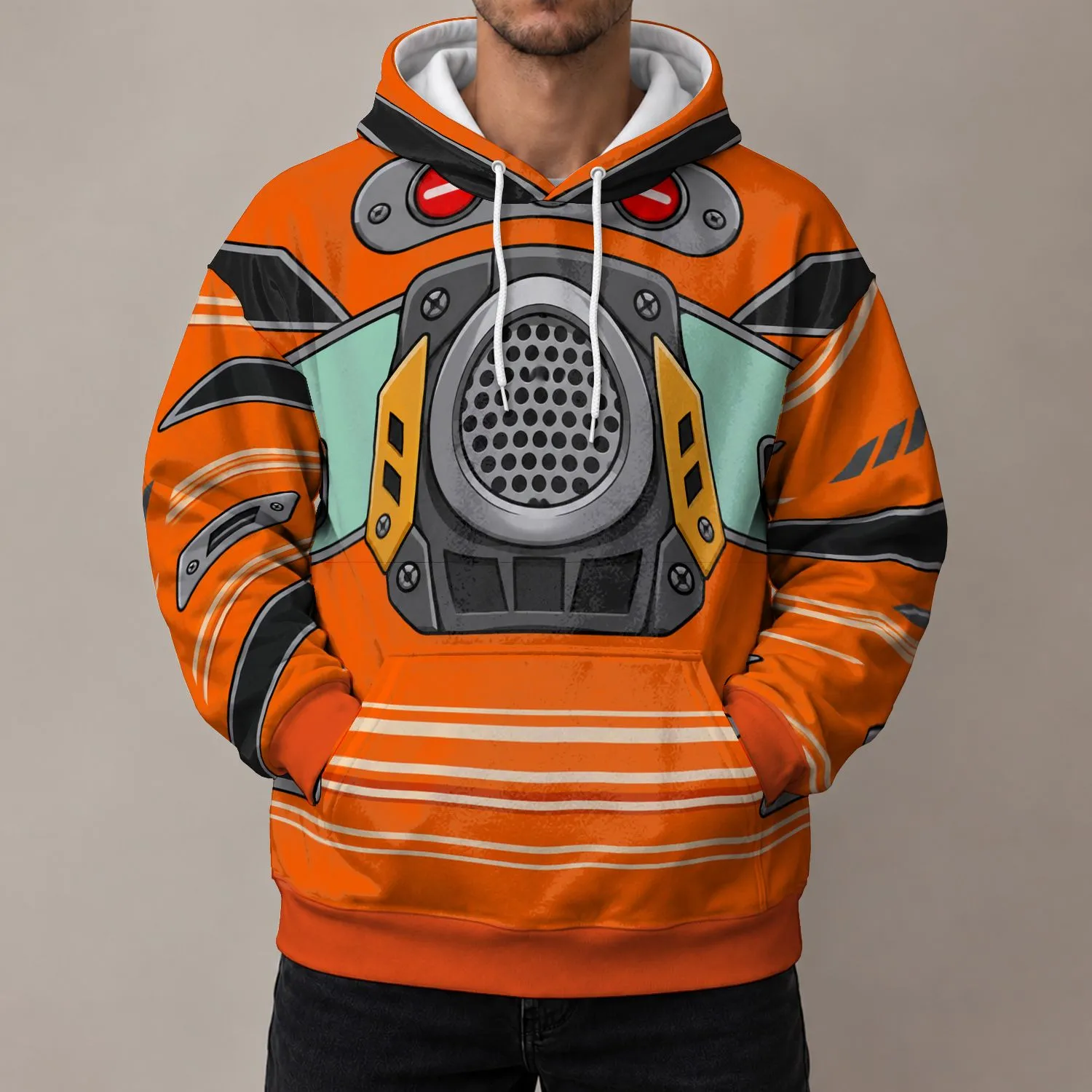 Orange Racing Car Costume Surface for Family Events and Automotive Cosplay Fans All-over Print Hoodie (Lightweight) - 1