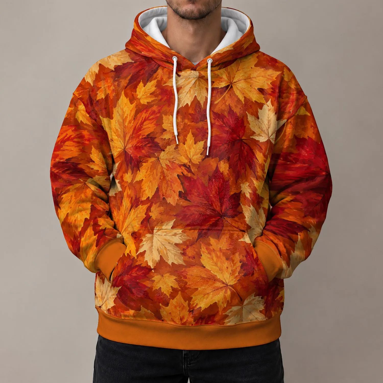 Autumn Maple Leaves for Fall Walks and Cozy Seasonal Style All-over Print Hoodie (Lightweight) - 1