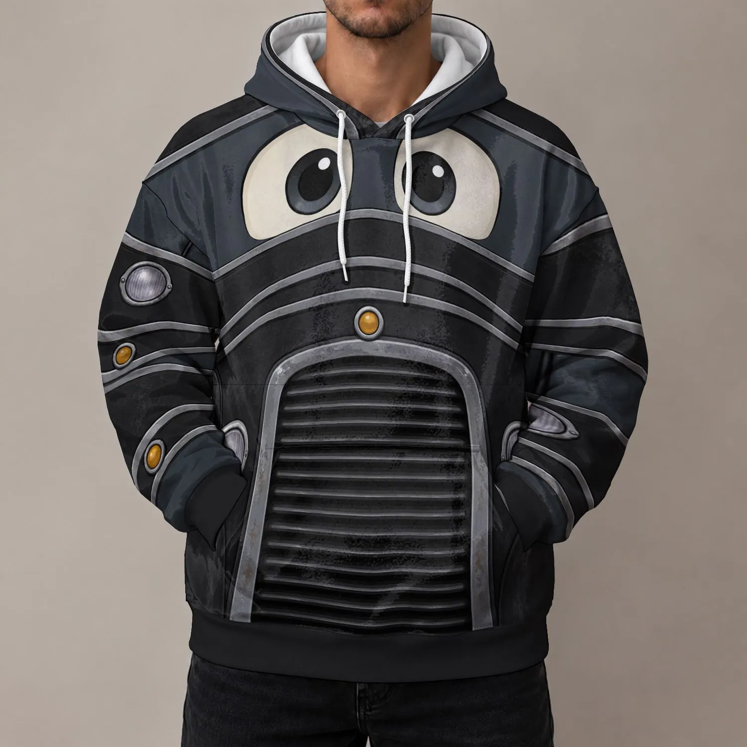 Vintage Tow Truck Face Costume Look For Theme Park Days And Car Fans All-over Print Hoodie (Lightweight) - 1