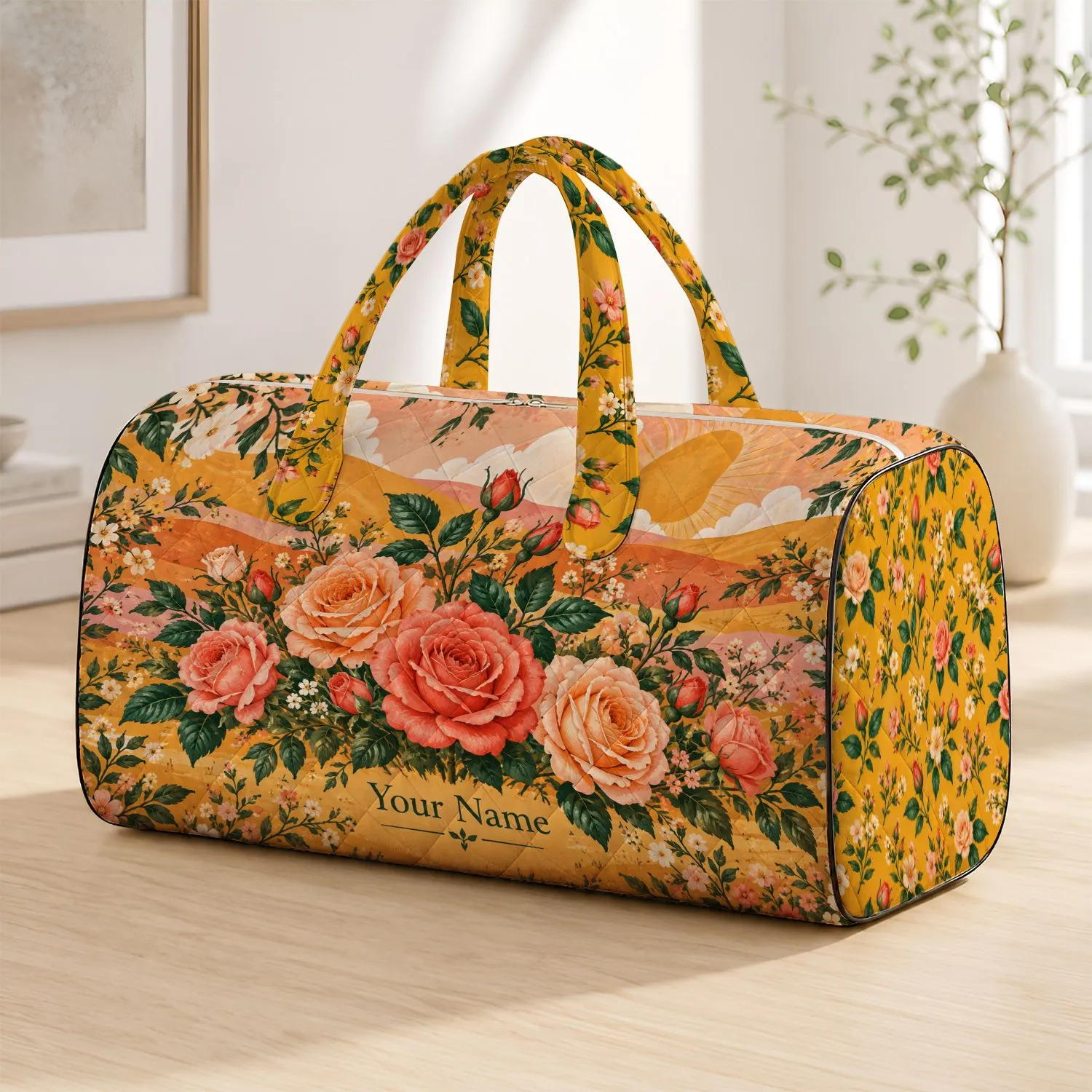 Cottage Rose Garden Blooms for Romantic Weekend Getaways and Nature-Loving Travelers Quilted Weekend Bag - 1