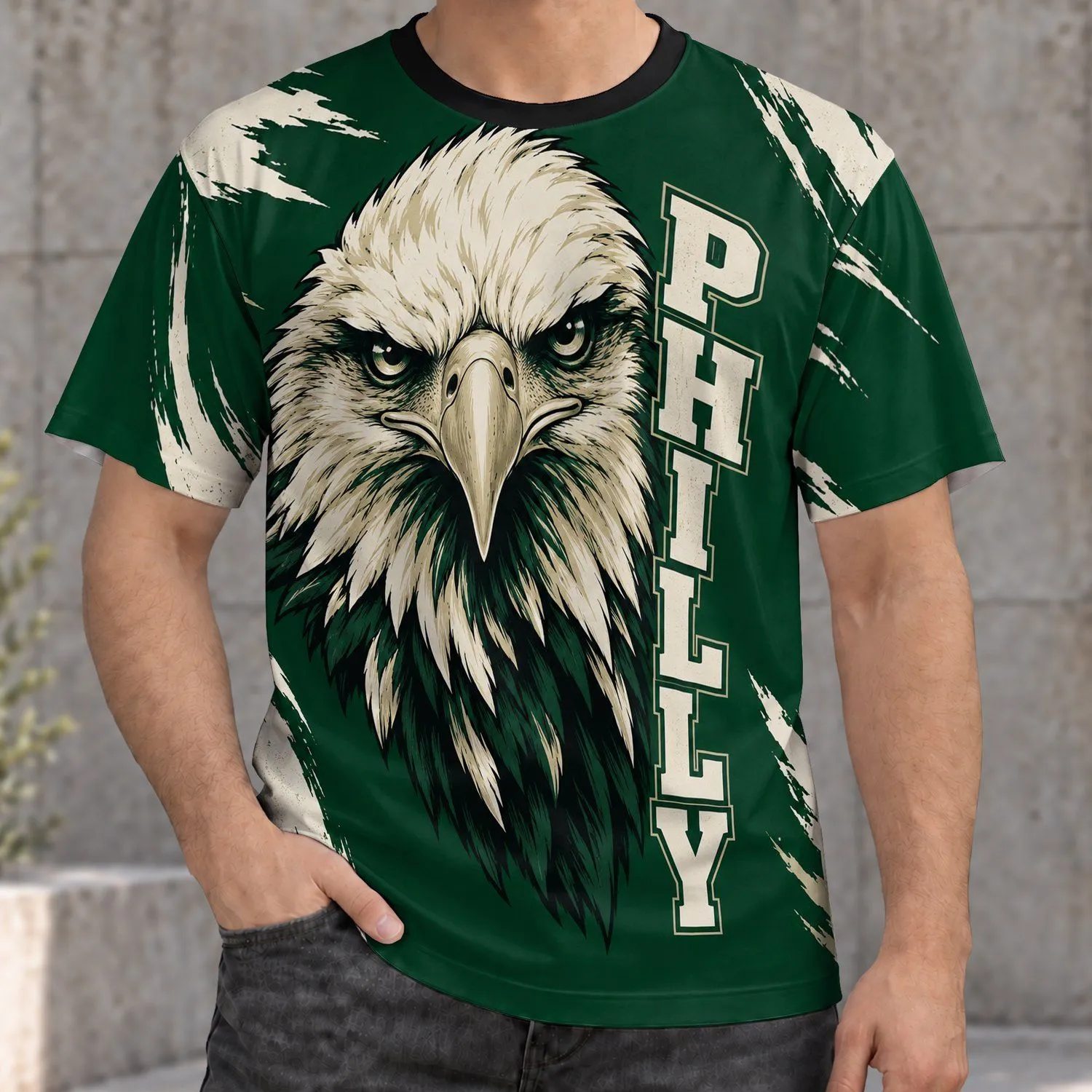 Fierce Eagle and Philly Colors for Game Day, Tailgating and Everyday Wear All-over Print Unisex T-shirt - 1