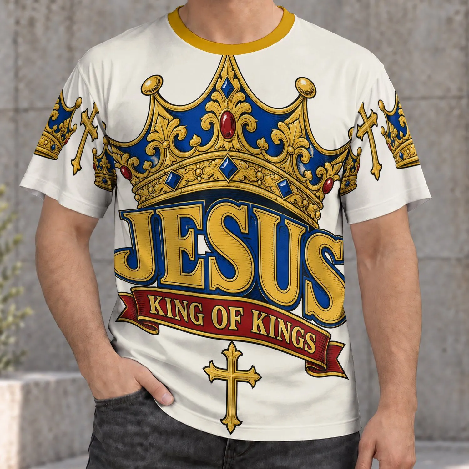Jesus Crown And Cross Faith Message For Church Worship And Everyday Christian Wear Gift All-over Print Unisex T-shirt - 1