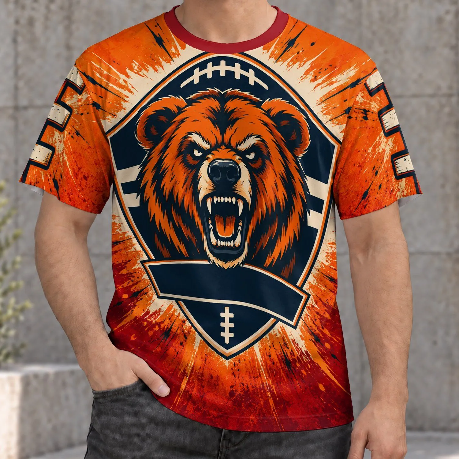 Fierce Bear Football Crest For Game Day And Outdoor Adventures All-over Print Unisex T-shirt - 1
