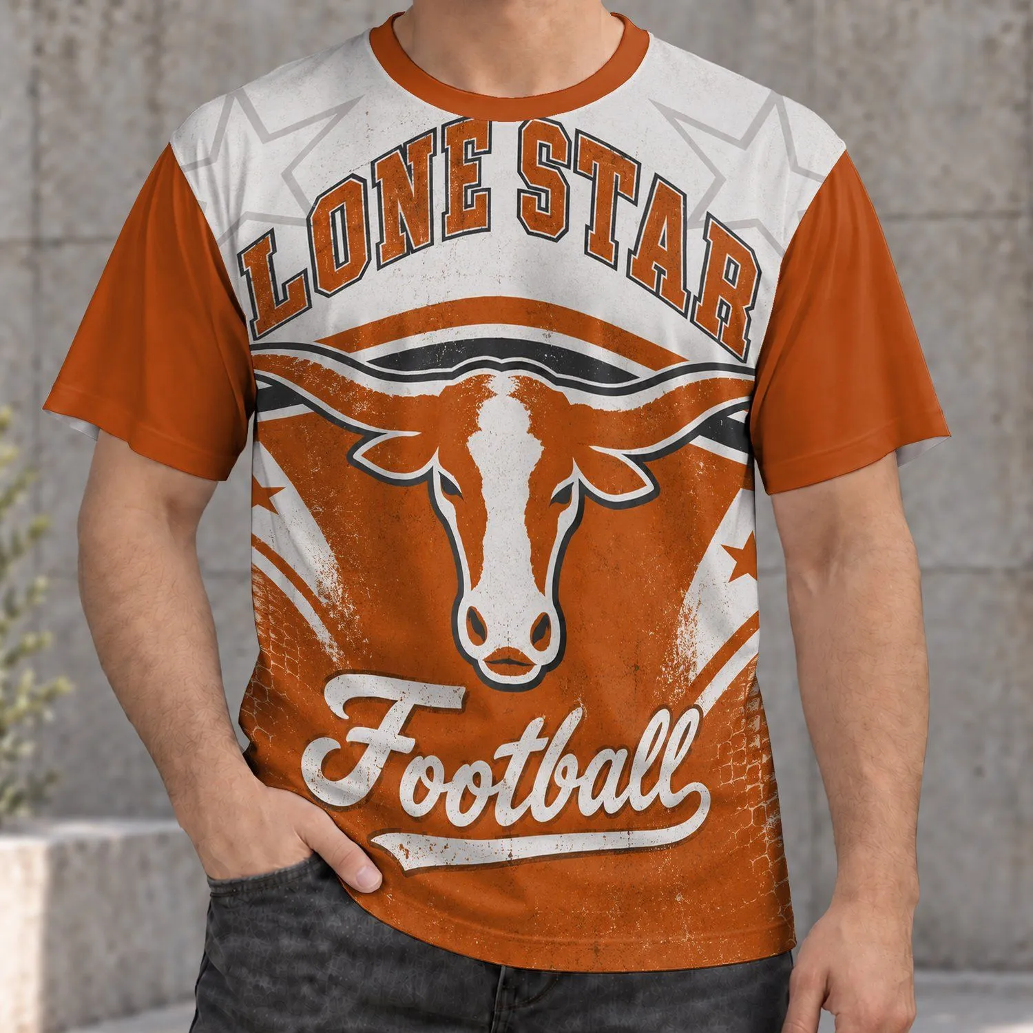 Rust Orange Longhorn Football Style for Game Day, Tailgates and Casual Wear for Adults All-over Print Unisex T-shirt - 1