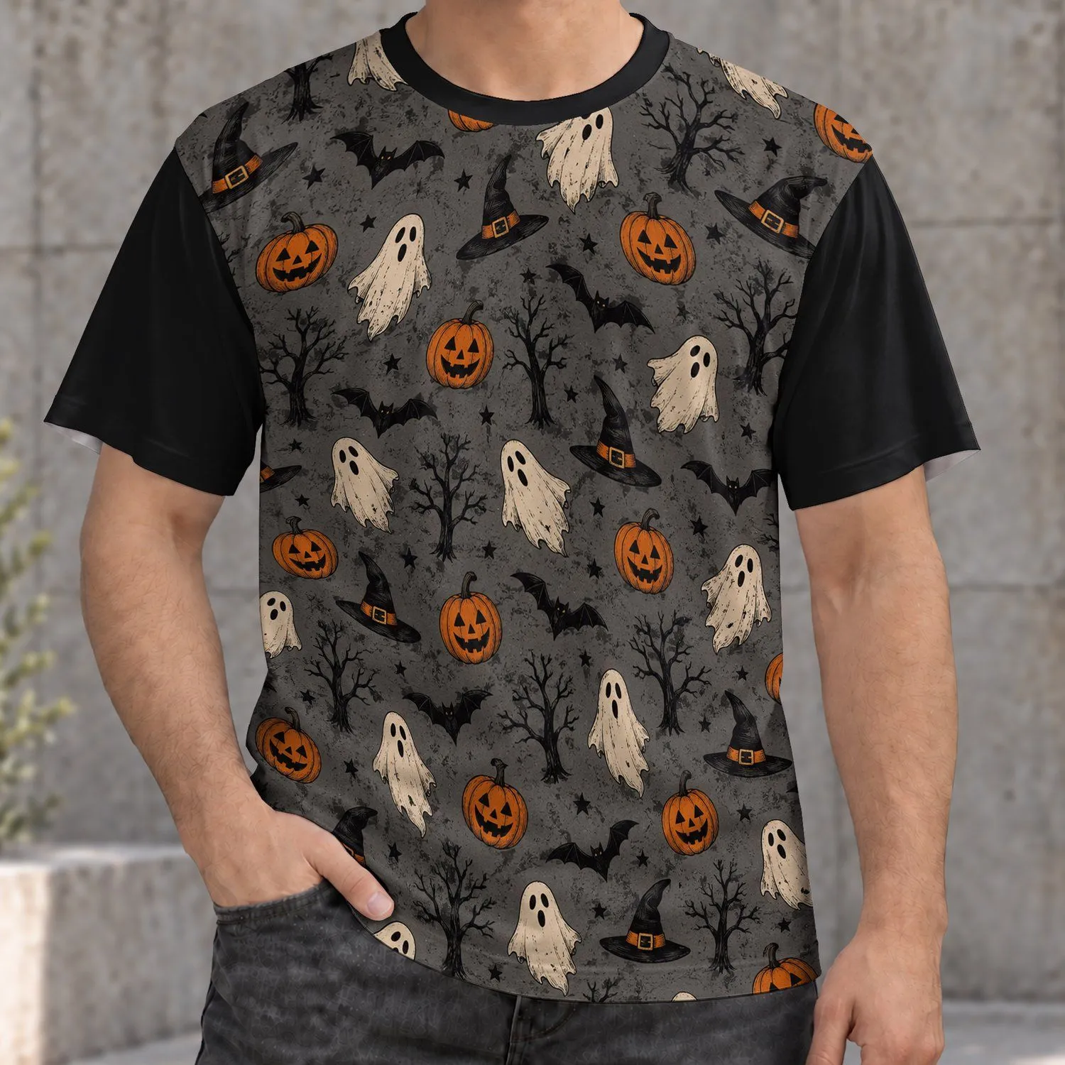 Ghosts, Bats And Jack-O'-Lanterns For Halloween Night And Autumn Gatherings All-over Print Unisex T-shirt - 1
