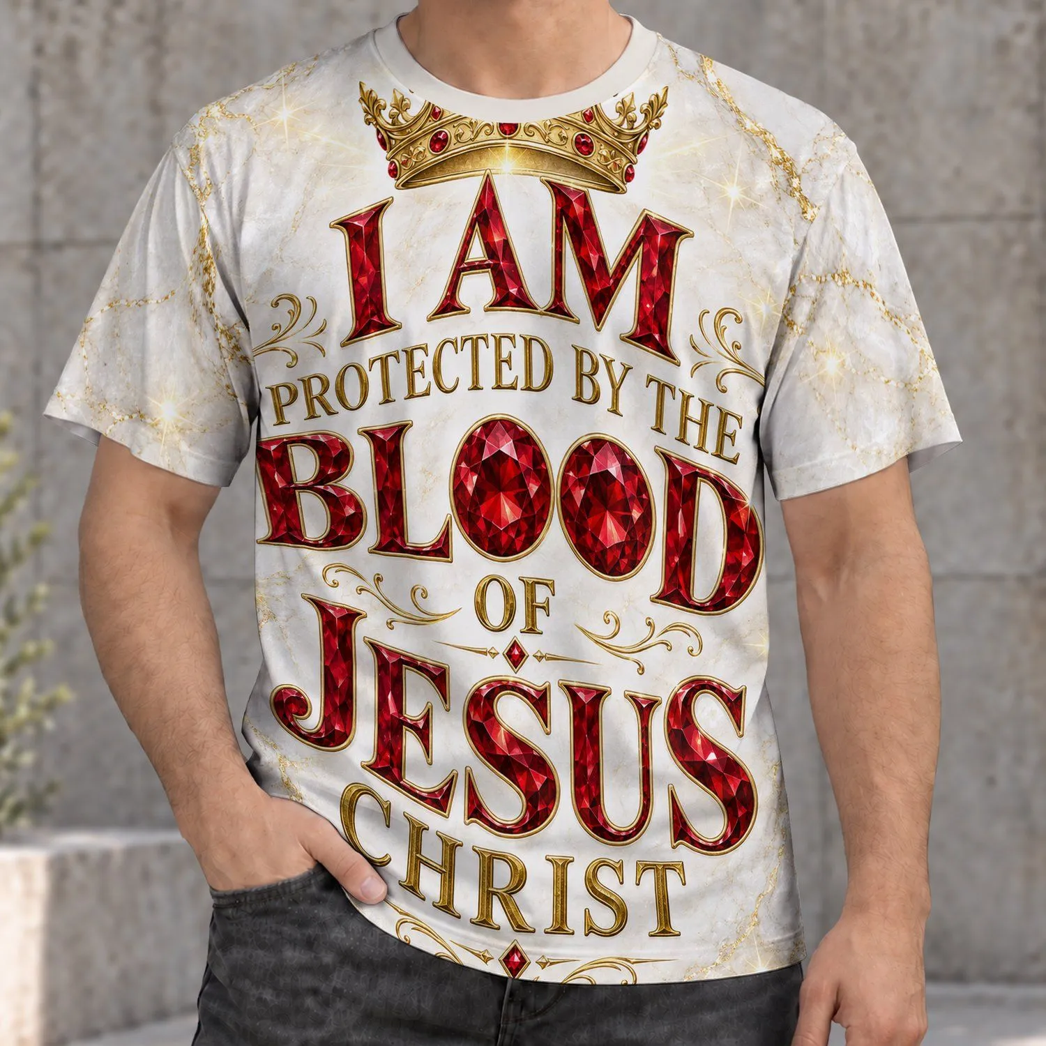 Ruby Crown Faith Message for Worship and Everyday Christian Encouragement All-over Print Unisex T-shirt - 1