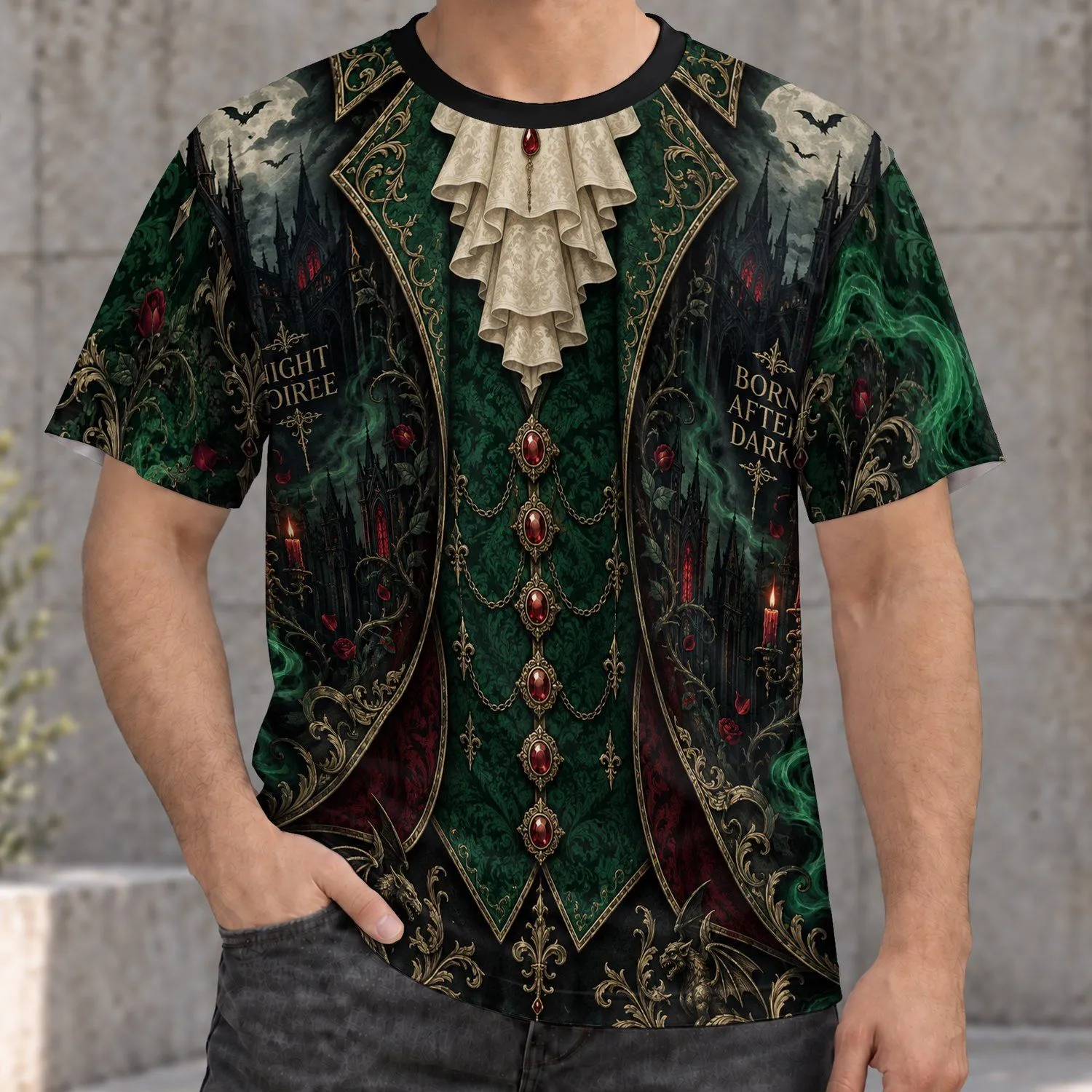 Gothic Vampire Masquerade Attire for Halloween Night Soirees and Dark Style All-over Print Unisex T-shirt - 1