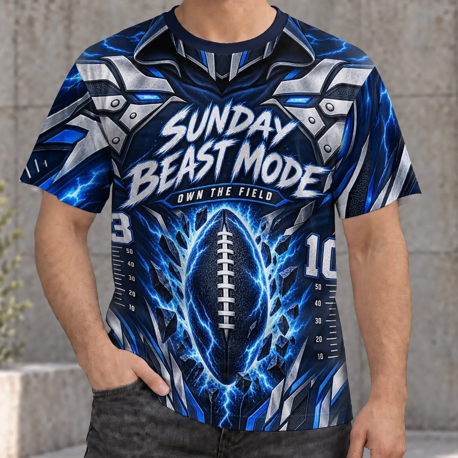Armored Football Beast Mode Energy for Game Day Training and Weekend Sports Fans All-over Print Unisex T-shirt - 1