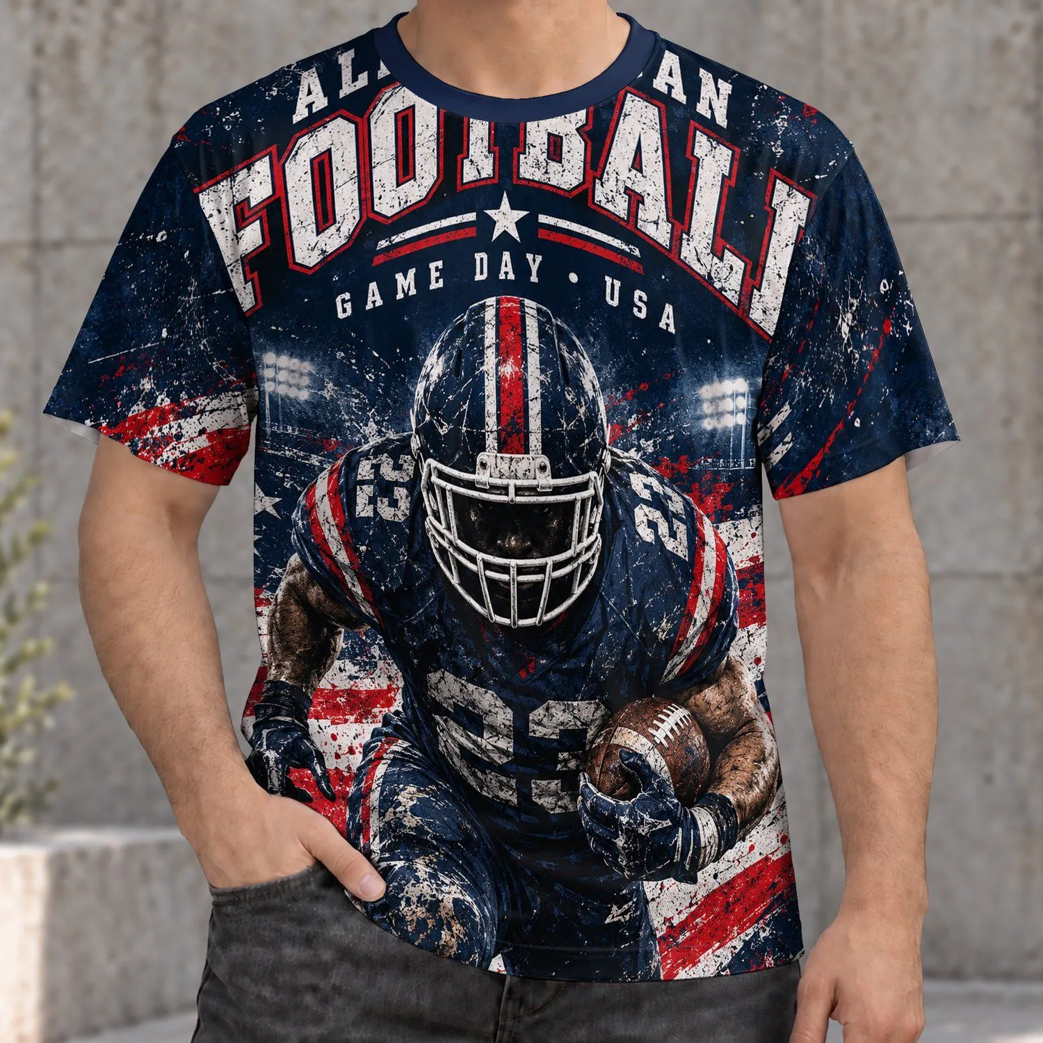 American Football Patriot Scene for Game Day Tailgates, Parties and Sports Fans All-over Print Unisex T-shirt - 1