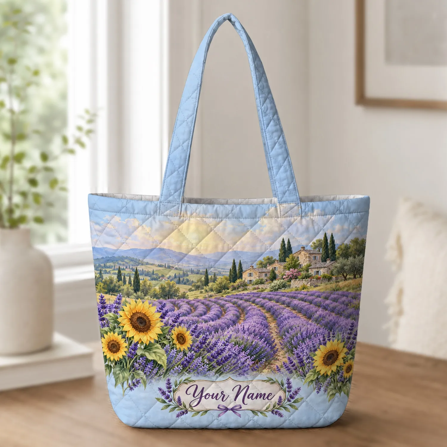 Lavender Fields and Sunflowers for Garden Days, Birthday Gifts for Women Quilted Tote Bag - 1
