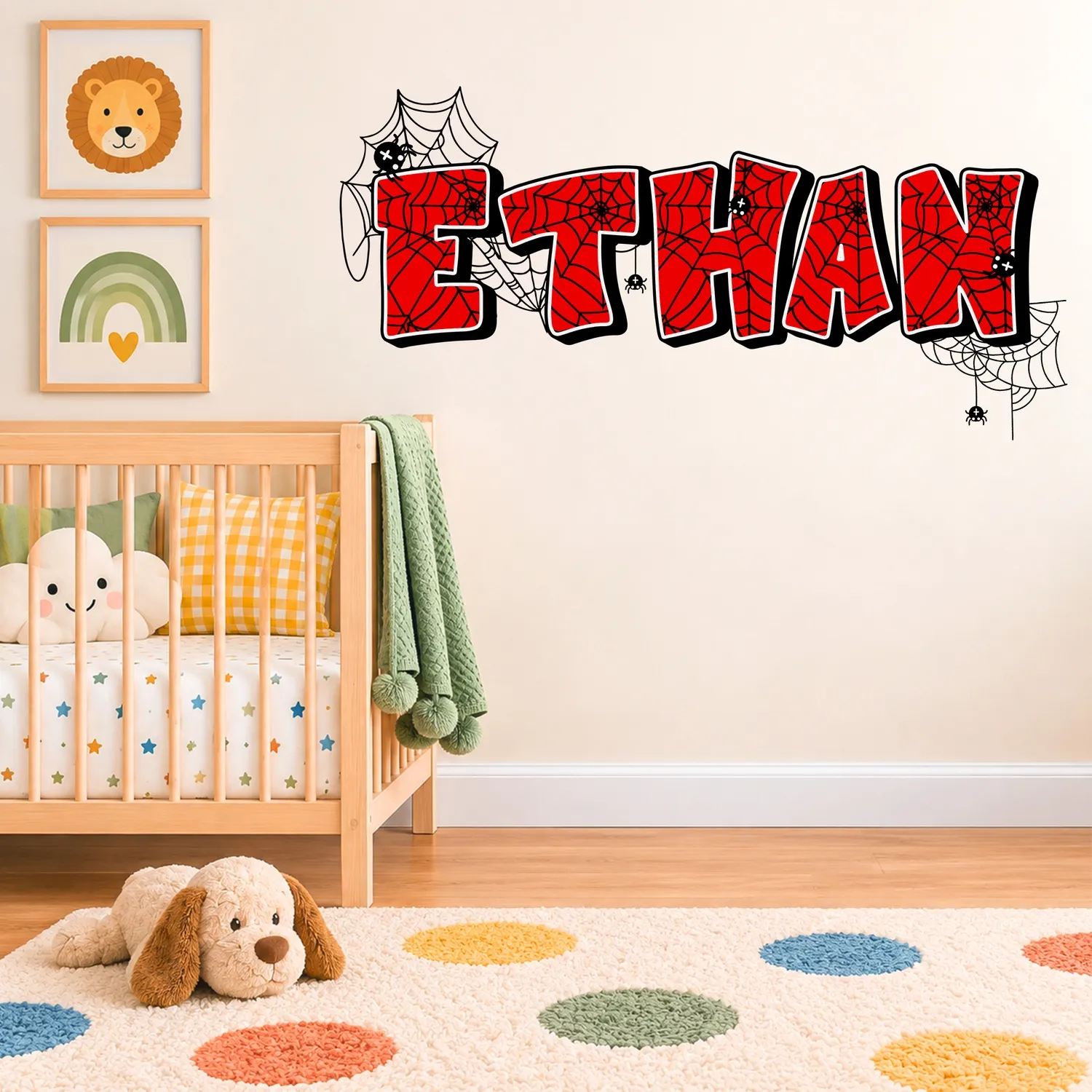 Personalized Spider Web Name Wall Decal – Custom Red Kids Name Sticker for Boys Bedroom, Christmas Gift for Son - 1