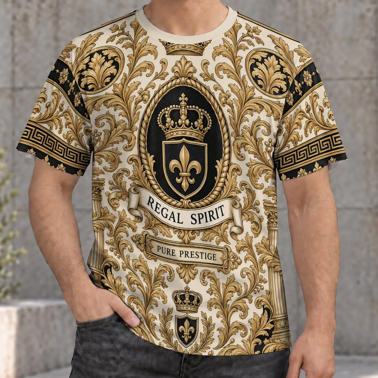 Regal Crown And Baroque Scrollwork For Refined Casual Style And Special Gatherings All-over Print Unisex T-shirt - 1