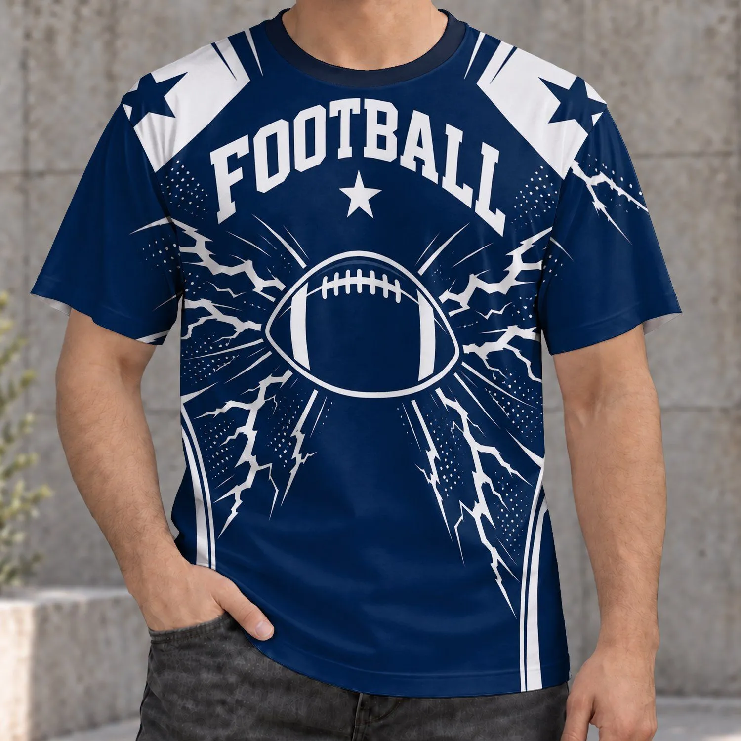 Navy Football Star Uniform Surface For Game Day And Casual Sportswear Fans All-over Print Unisex T-shirt - 1