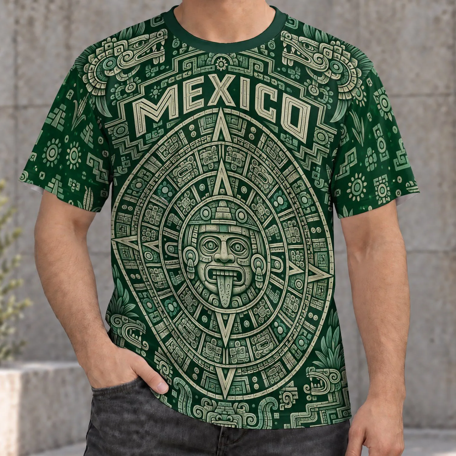 Mesoamerican Calendar Medallion for Mexican Heritage Celebrations and Cultural Pride All-over Print Unisex T-shirt - 1