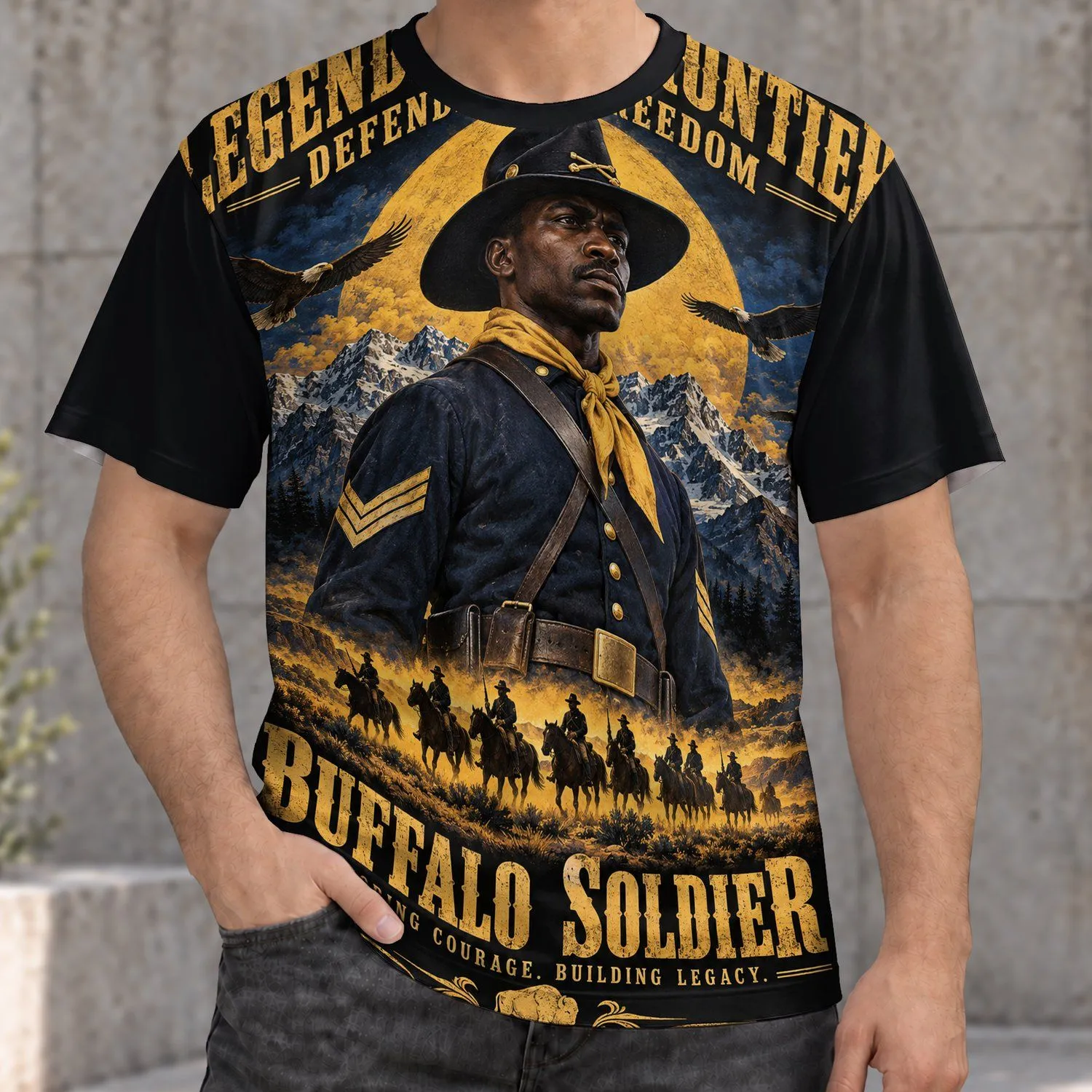 Buffalo Soldier Frontier Tribute for Juneteenth Heritage and History Enthusiasts All-over Print Unisex T-shirt - 1