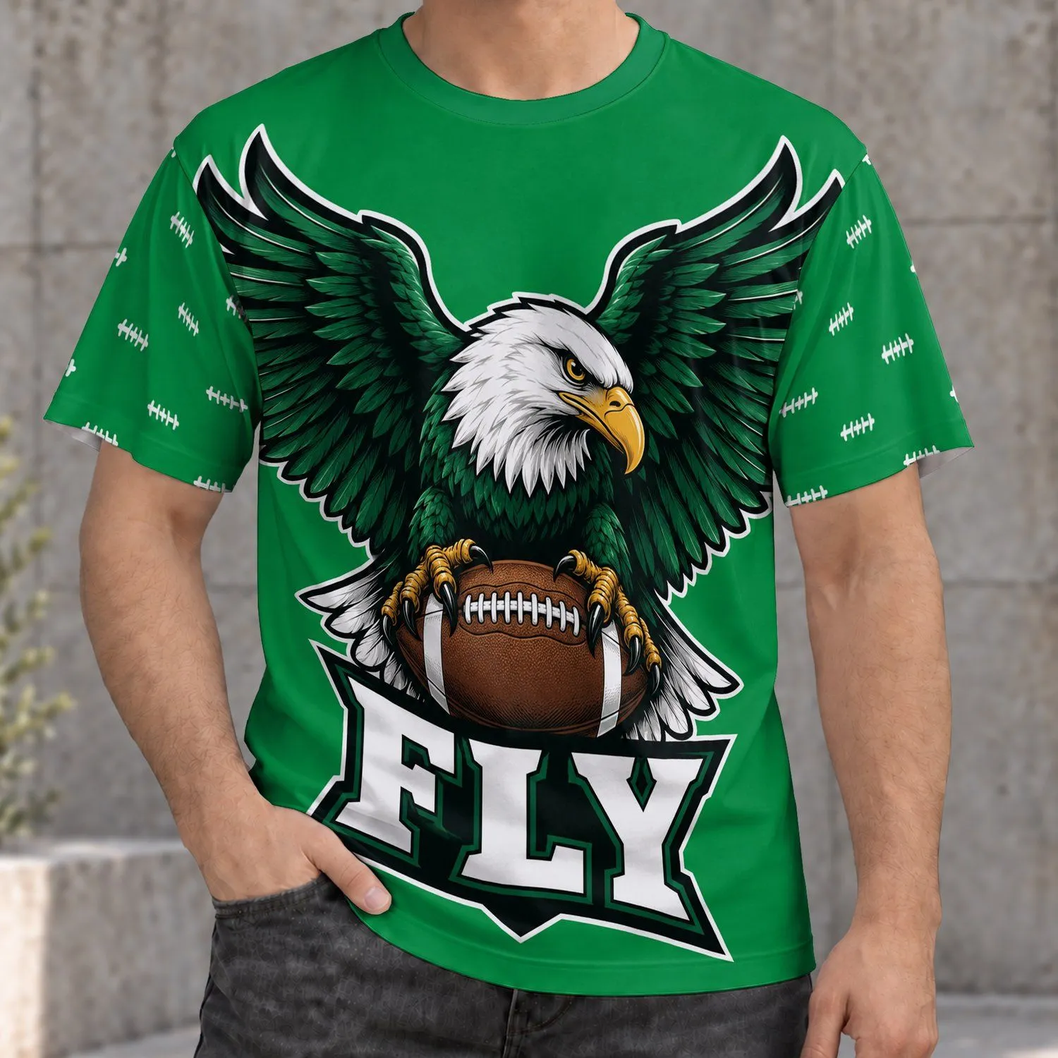 Bald Eagle Gripping Football for Spirited Gridiron Fans and Vintage Sports Lovers All-over Print Unisex T-shirt - 1