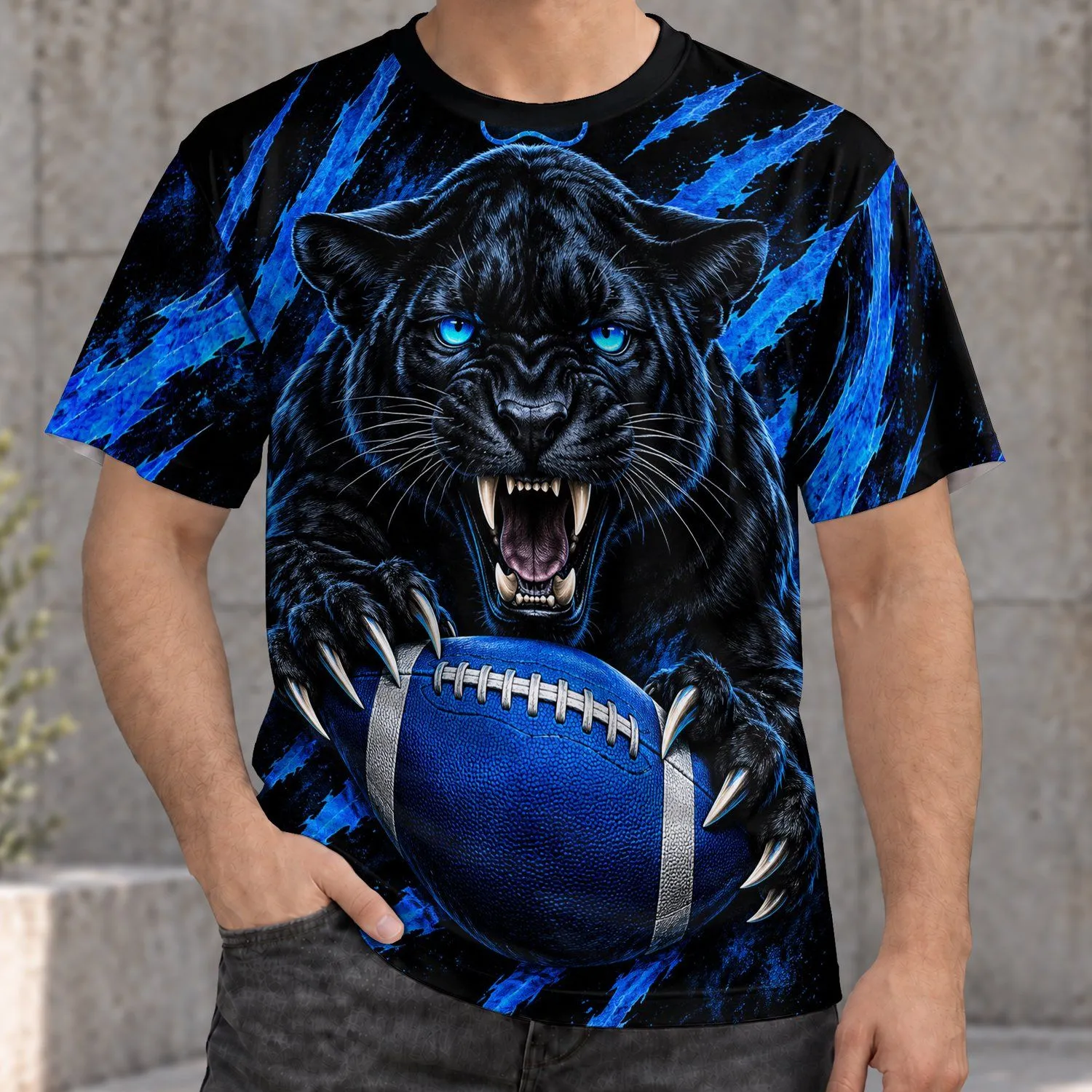 Roaring Black Panther And Football Spirit For Match Day, Training And Fan Gear All-over Print Unisex T-shirt - 1