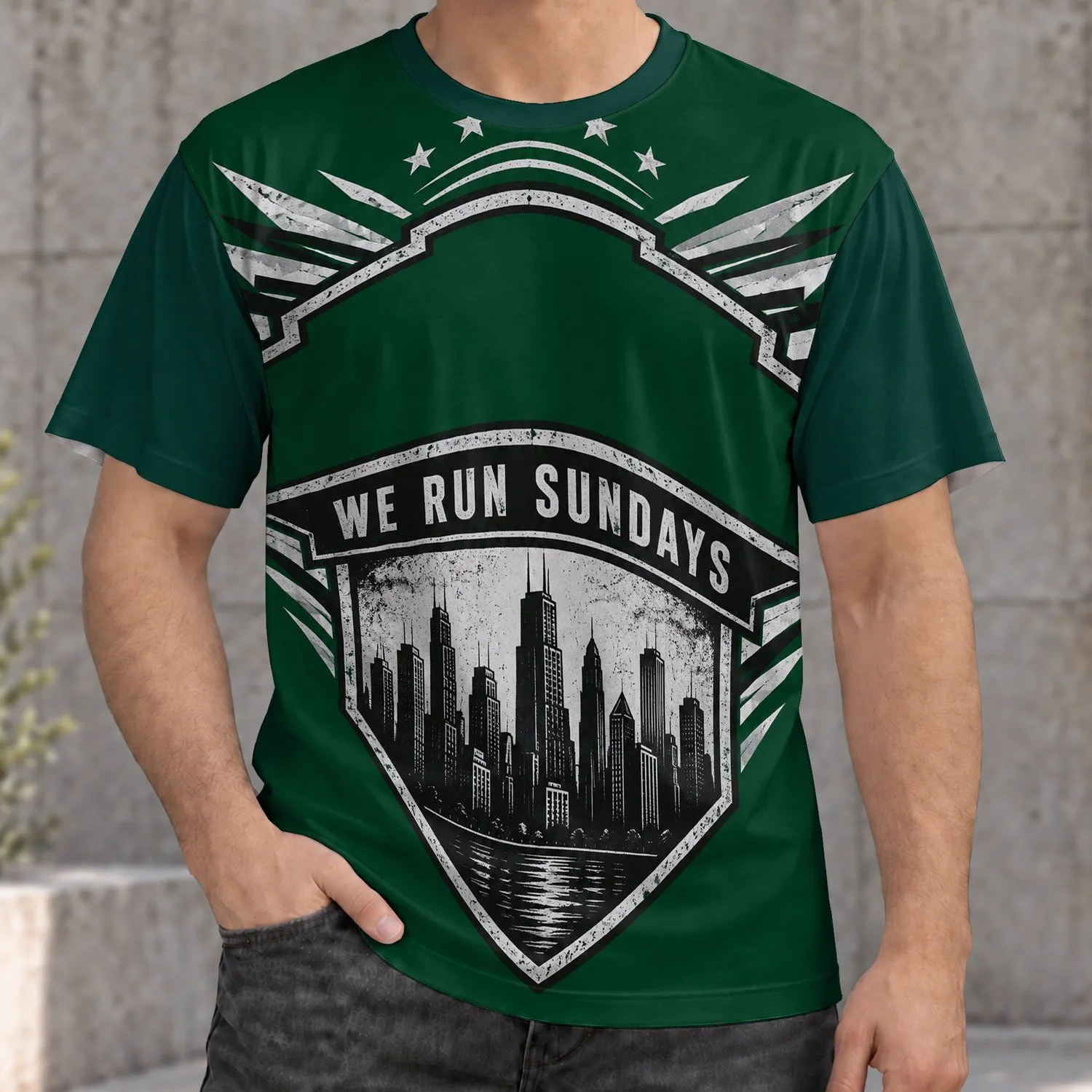 City Skyline Eagle Football Sunday Style for Game Day and Streetwear Fans All-over Print Unisex T-shirt - 1