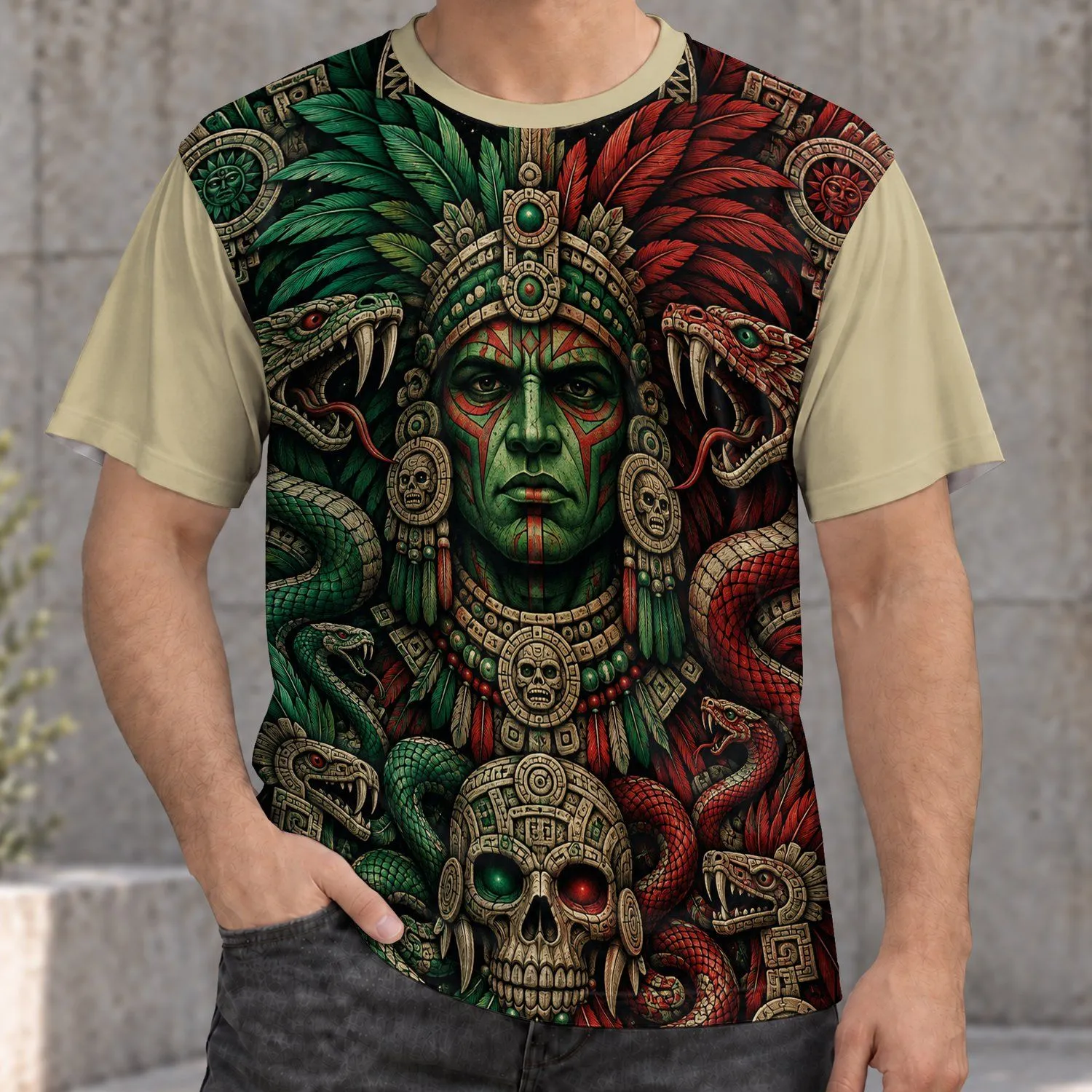 Celestial Serpent Warrior Motif for Mythic Festival Style and Bold Everyday Wear All-over Print Unisex T-shirt - 1