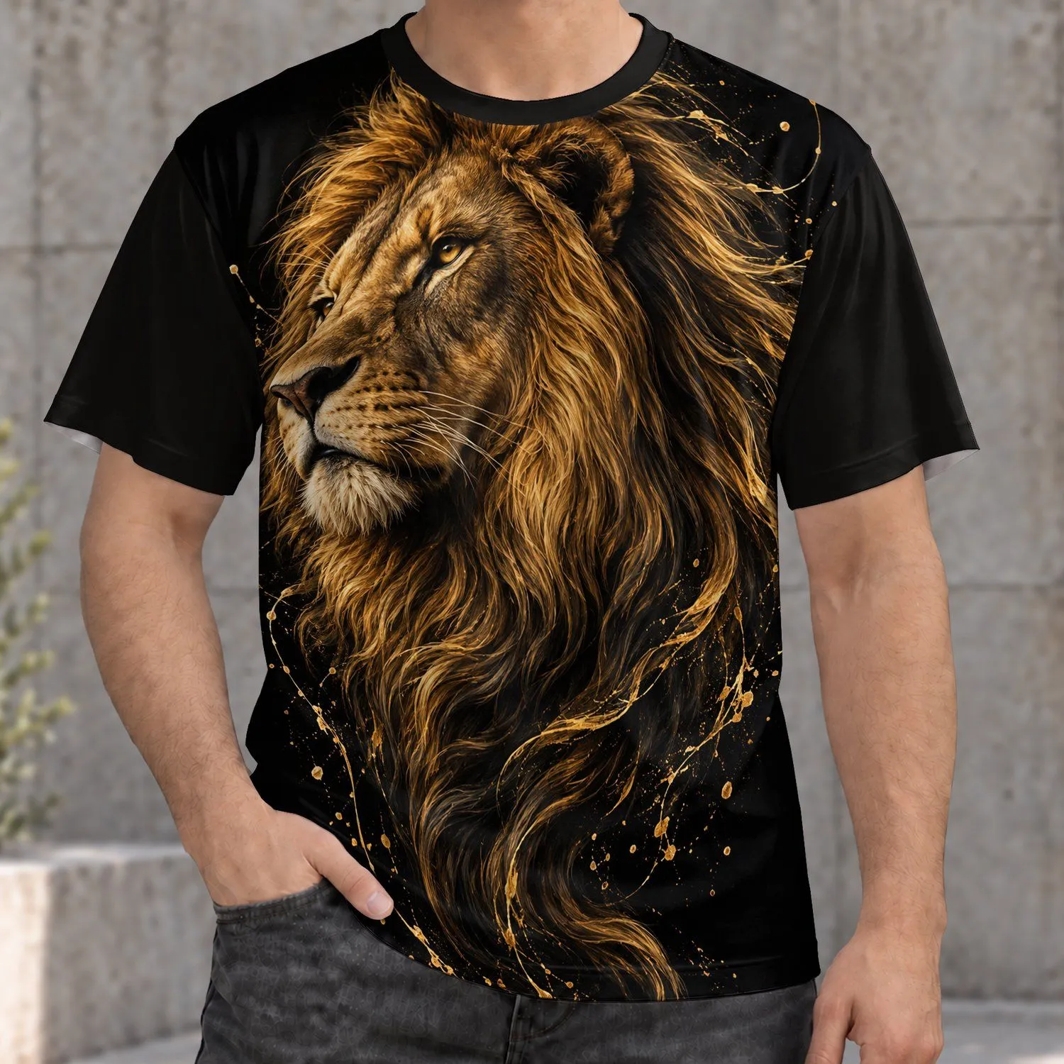 Golden Lion Portrait for Bold Everyday Style, Outdoor Wear and Wildlife Lovers All-over Print Unisex T-shirt - 1