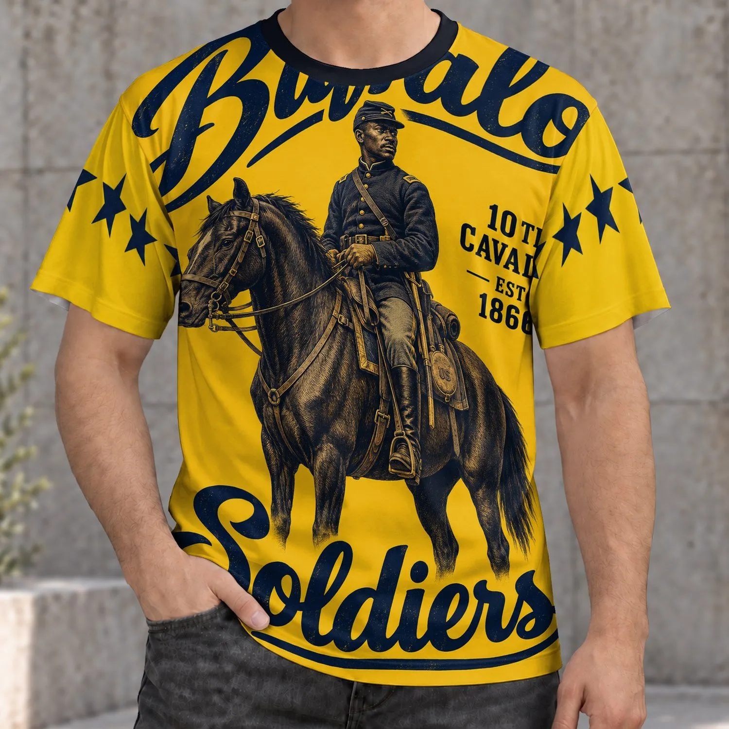 Buffalo Soldier Cavalry Rider Heritage for History Events and Everyday Western Style All-over Print Unisex T-shirt - 1
