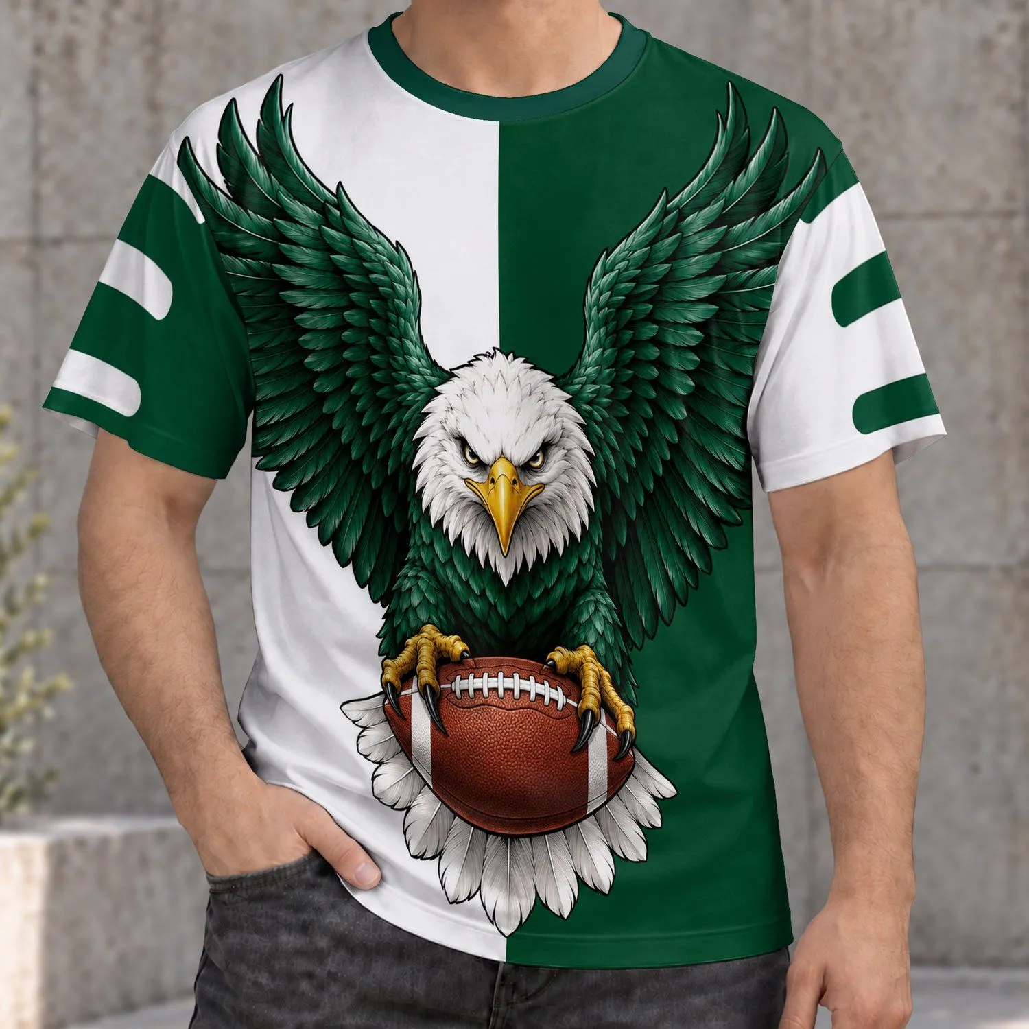 Fierce Eagle Gripping Football for Game Day, Tailgates, and Outdoor Weekends All-over Print Unisex T-shirt - 1