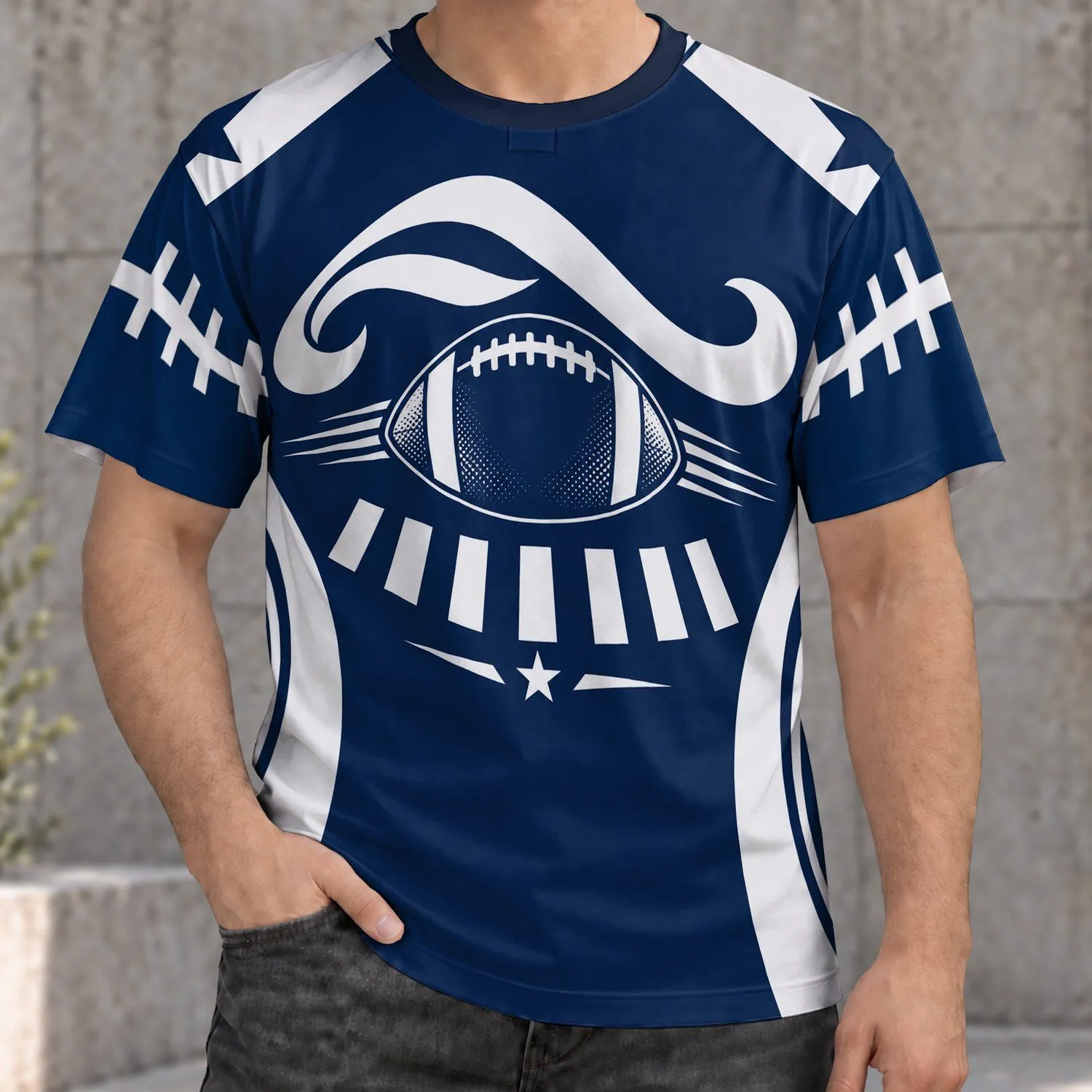 Navy Football Star Emblem for Game Day Tailgates and Weekend Fan Wear Lovers All-over Print Unisex T-shirt - 1