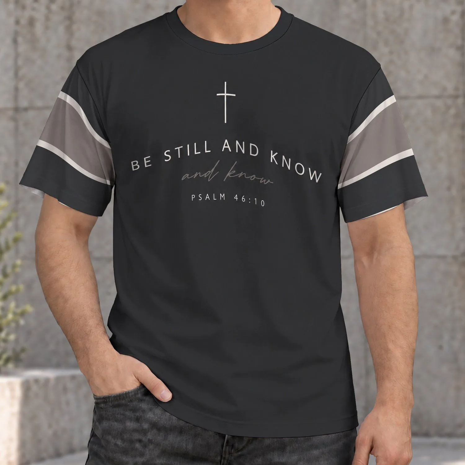 Be Still and Know Cross Scripture Verse for Church Worship and Everyday Christian Faith All-over Print Unisex T-shirt - 1
