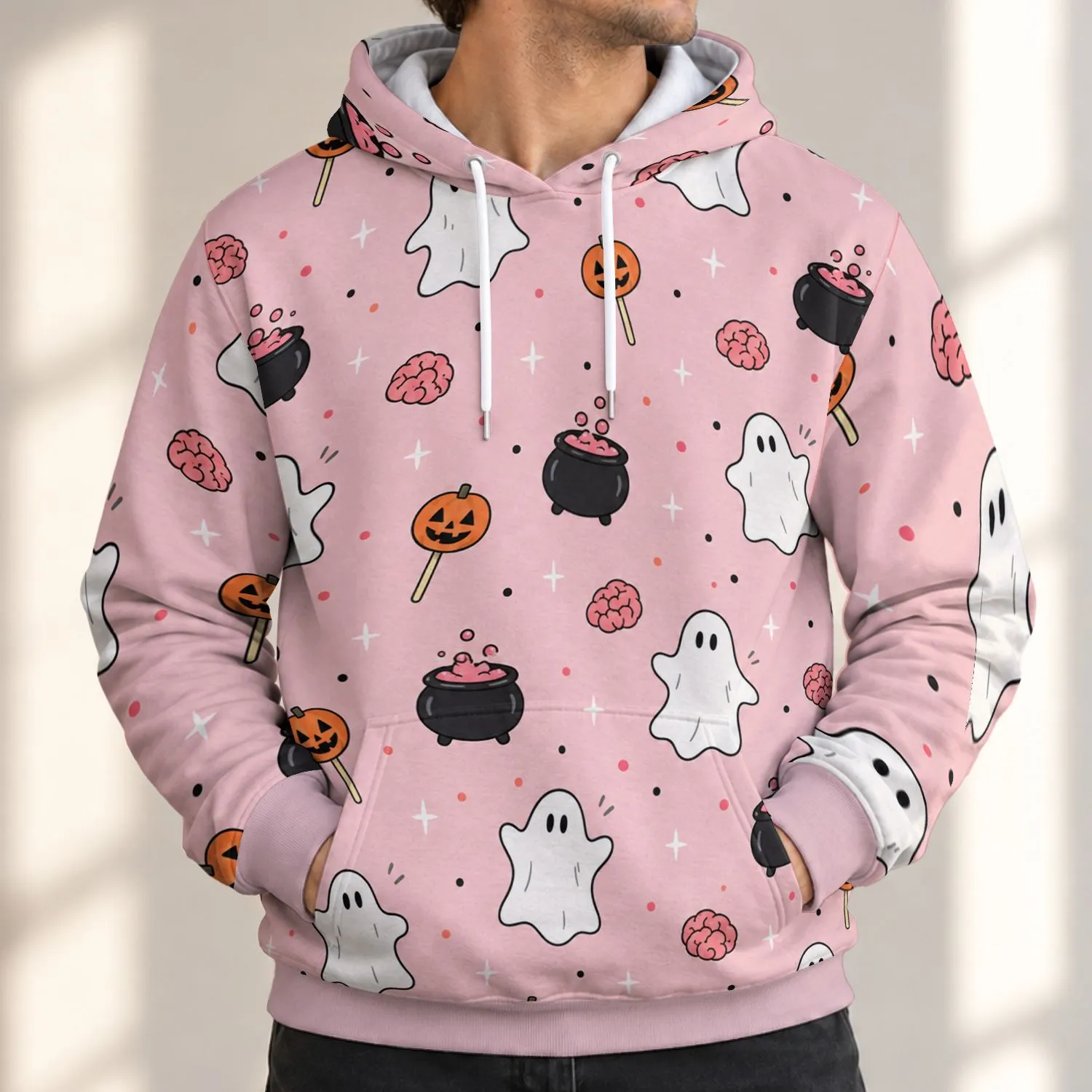Cute Halloween Ghosts and Jack-o'-Lanterns for Spooky October Celebrations All Season All-over Print Hoodie (Lightweight) - 1
