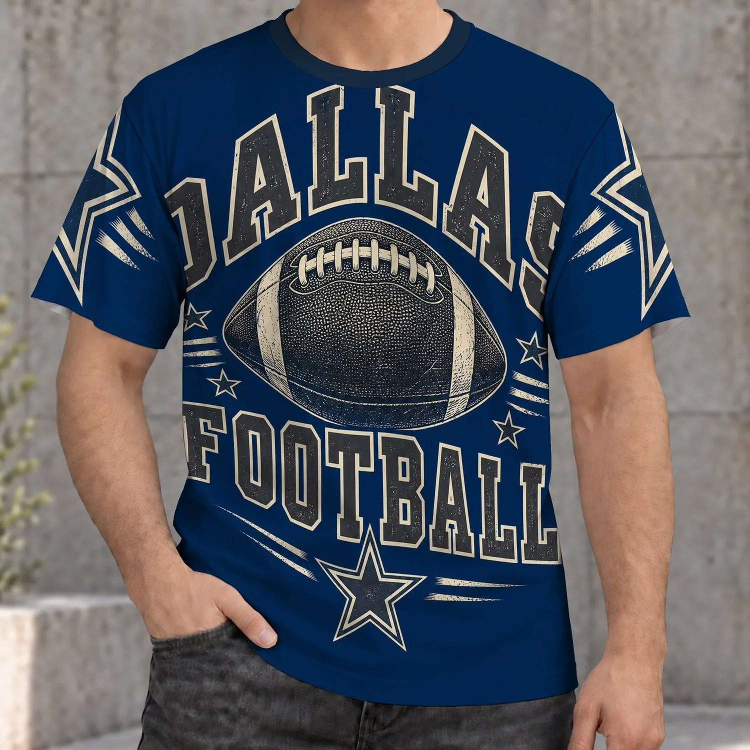 Vintage Football and Star Game Day Style for Tailgates and Weekend Sports Fans All-over Print Unisex T-shirt - 1
