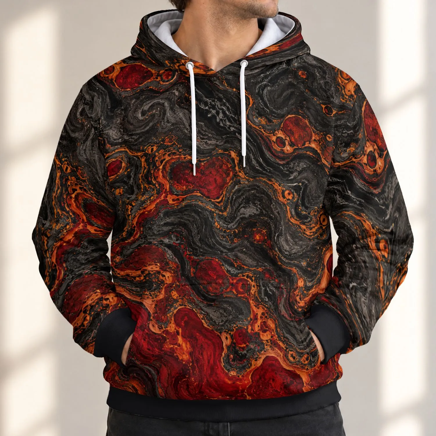 Crimson Amber Molten Stone for Bold Urban Style and Everyday Outdoor Wear All-over Print Hoodie (Lightweight) - 1