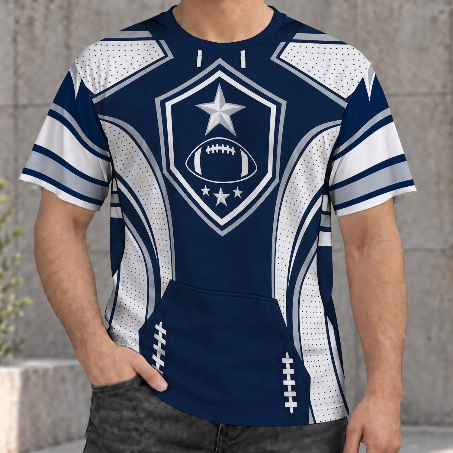 Navy Football Shield And Star For Game Day Wear And Casual Fan Outings All-over Print Unisex T-shirt - 1