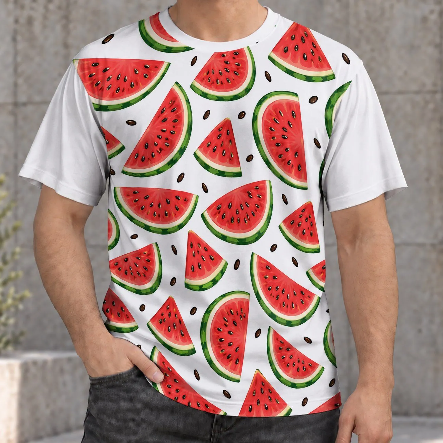 Juicy Watermelon Wedges for Summer Picnics, Backyard Parties and Casual Outdoor Dining All-over Print Unisex T-shirt - 1