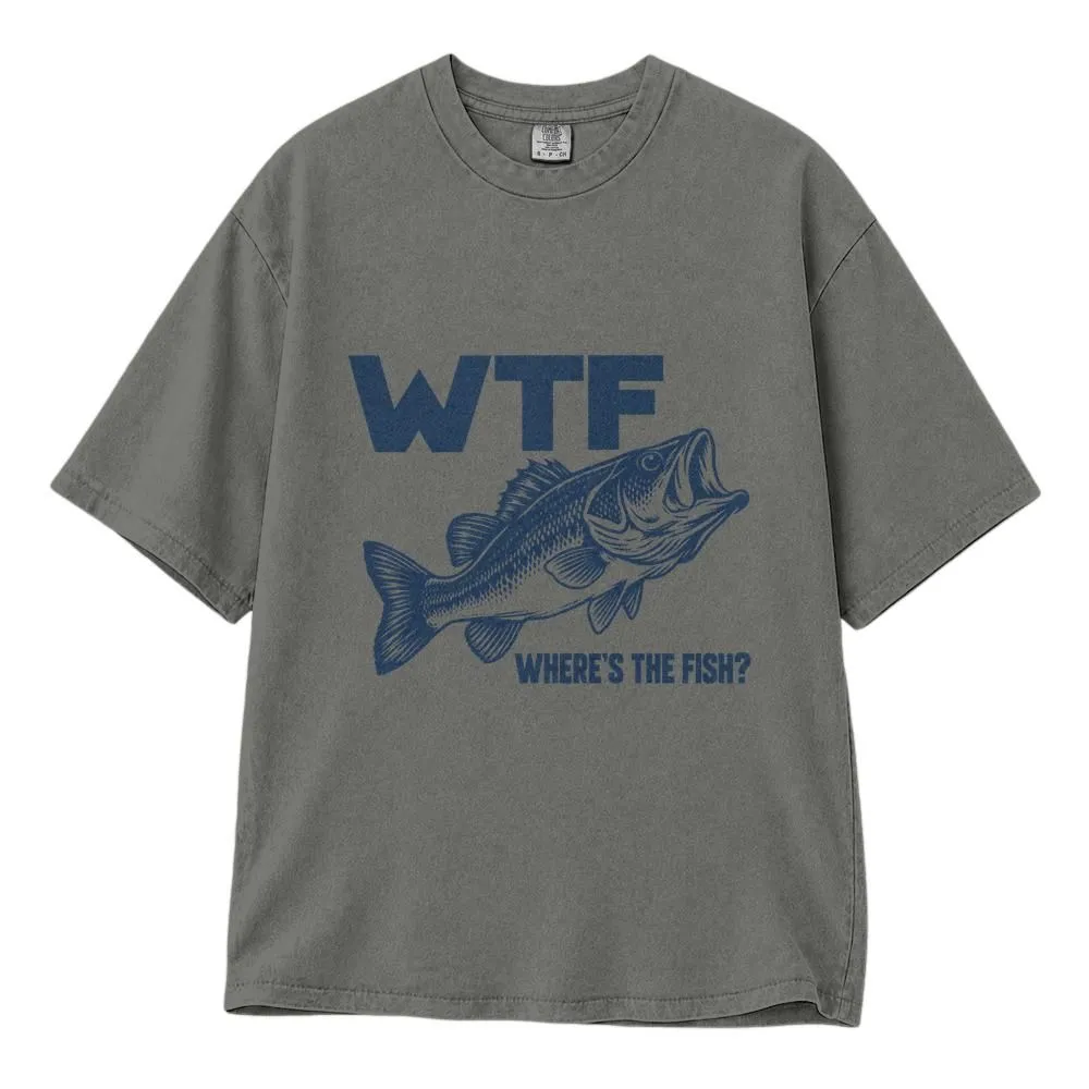 Funny Where’s the Fish Shirt for Men, Fishing Humor Gift for Dad, Minimalist Design, Tee, Hoodie, Sweatshirt - 1