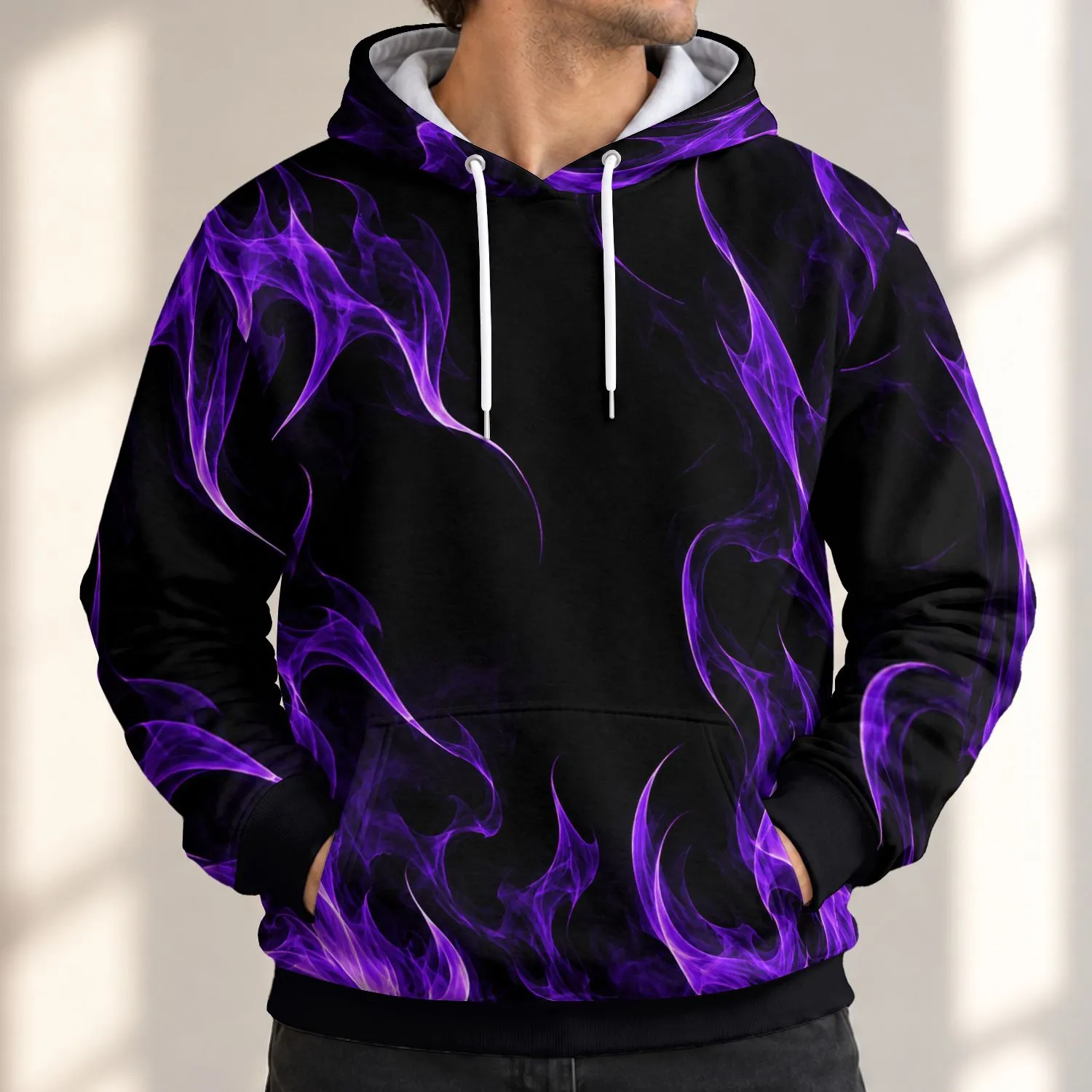 Violet Flame Streetwear Style for Autumn Runs and Everyday Outdoor Adventures All-over Print Hoodie (Lightweight) - 1