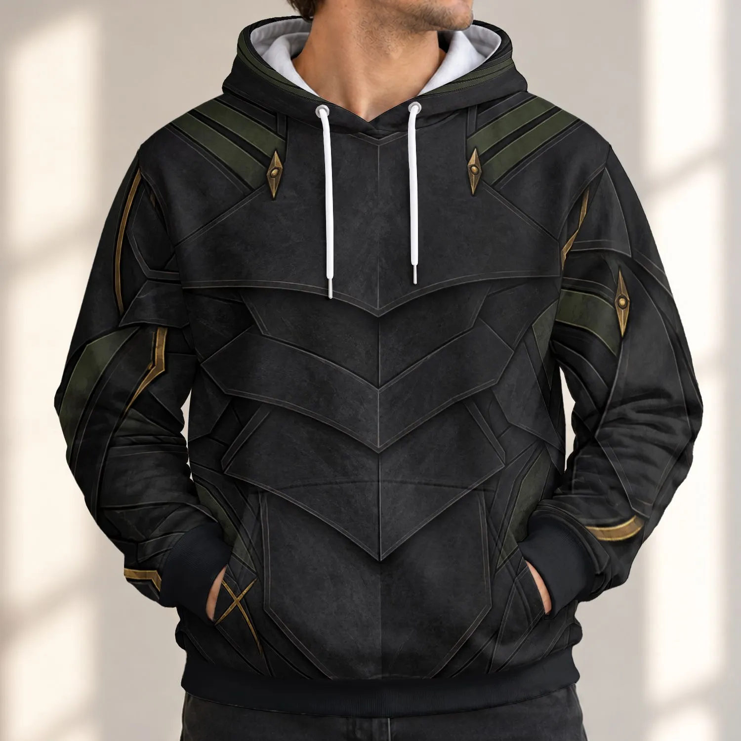 Dark Fantasy Armor Tunic Look for Cosplay Events and Halloween Gatherings All-over Print Hoodie (Lightweight) - 1