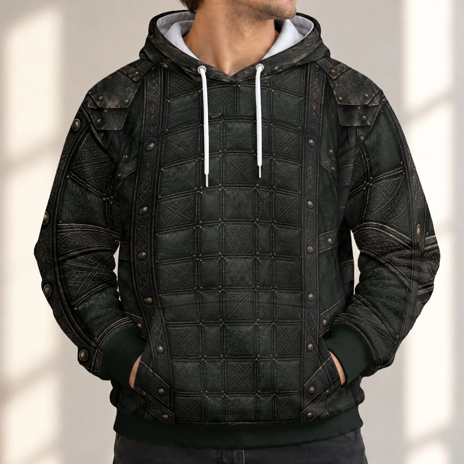 Dark Quilted Ranger Armor Costume For Halloween Gaming And Cosplay Enthusiasts All-over Print Hoodie (Lightweight) - 1