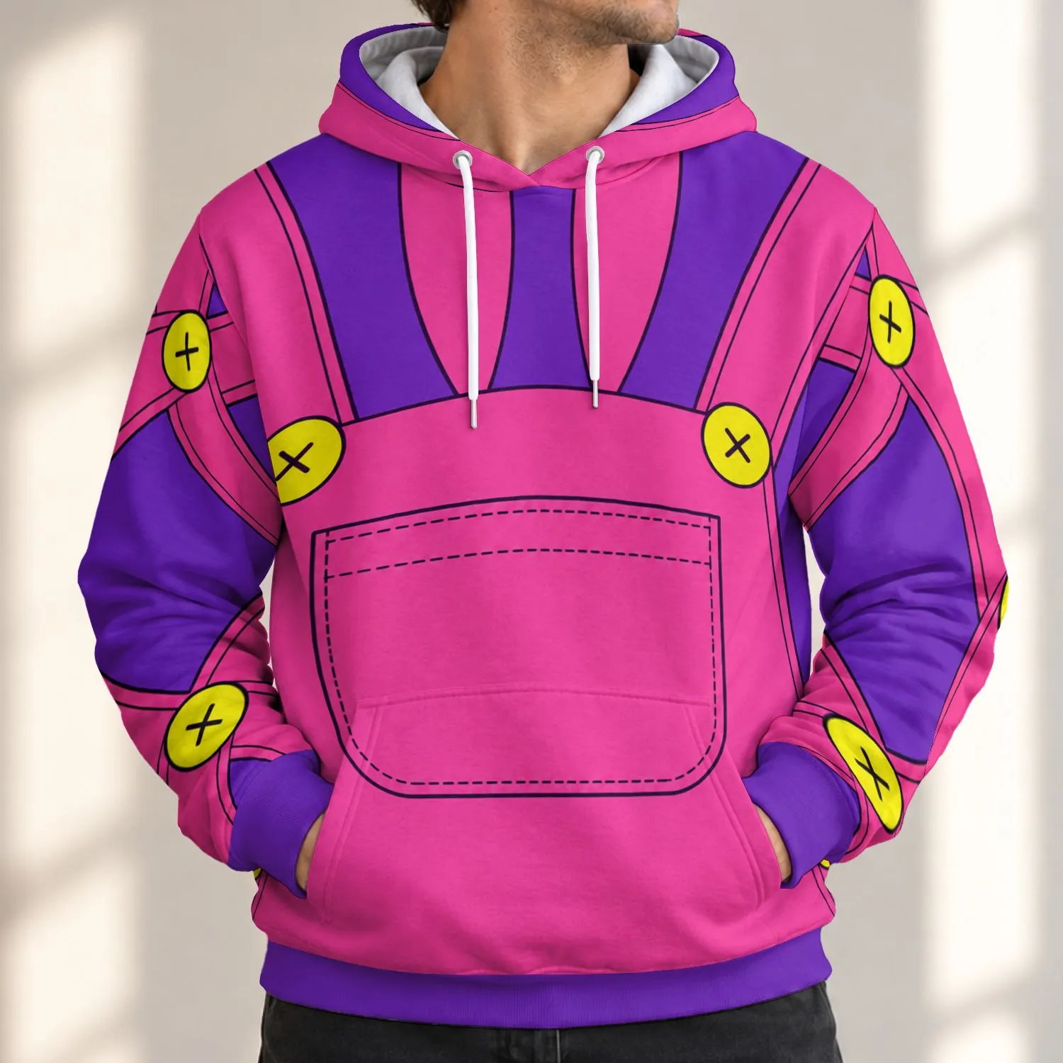 Purple Bunny-Ear Overall Costume Look for Halloween Parties and Cosplay Events All-over Print Hoodie (Lightweight) - 1