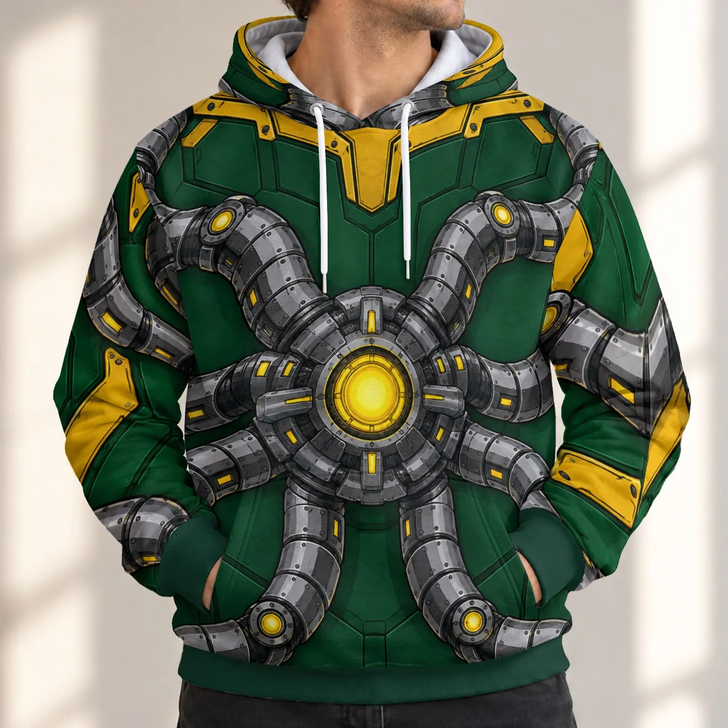Green Mechanical Tentacle Armor for Halloween Cosplay and Fan Events All-over Print Hoodie (Lightweight) - 1